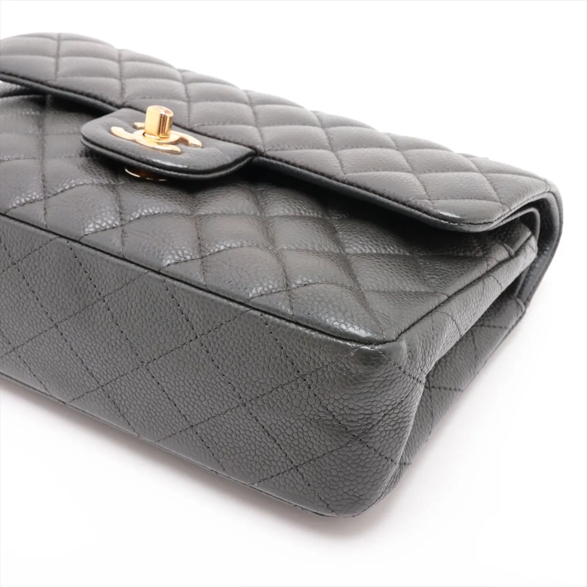 [Individually packaged] Chanel Matelassé 23 Small Caviar Skin Double Flap Double Chain Bag, Gray with Gold Hardware, 25652399, Serial Number , A01113 — view 3
