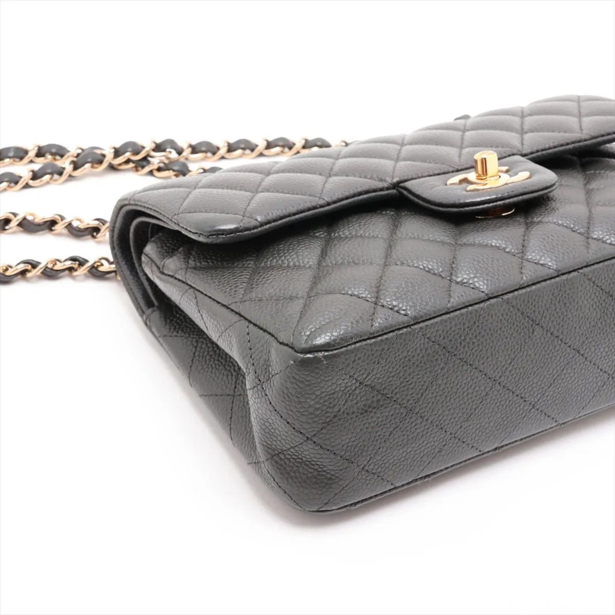[Individually packaged] Chanel Matelassé 23 Small Caviar Skin Double Flap Double Chain Bag, Gray with Gold Hardware, 25652399, Serial Number , A01113 — view 4