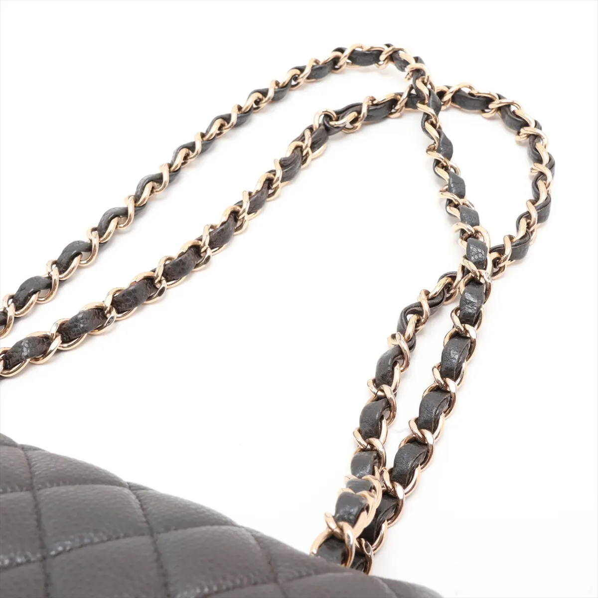 [Individually packaged] Chanel Matelassé 23 Small Caviar Skin Double Flap Double Chain Bag, Gray with Gold Hardware, 25652399, Serial Number , A01113 — view 5