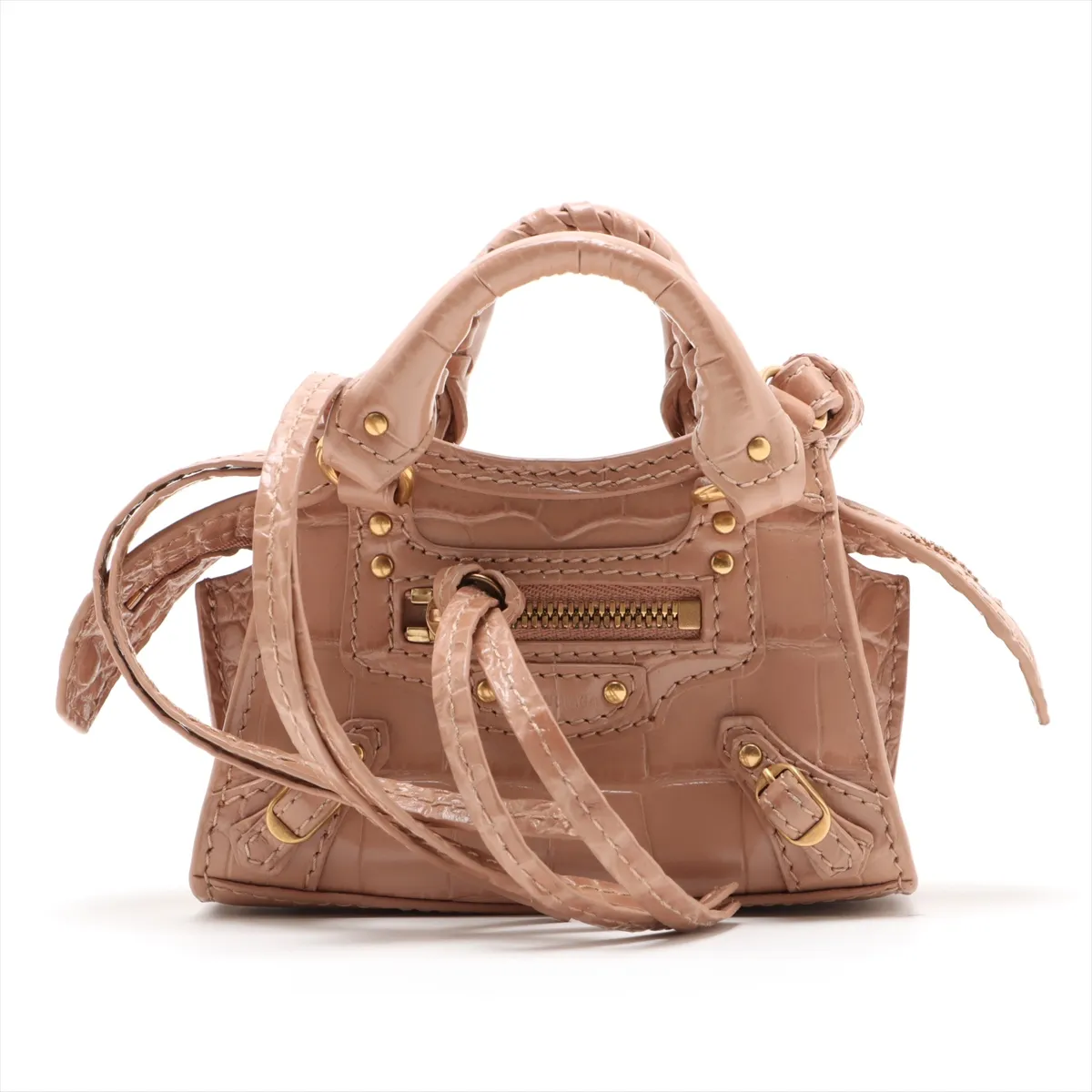 Super Nano Neo Classic Croco Embossed 2WAY Handbag Pink 669537