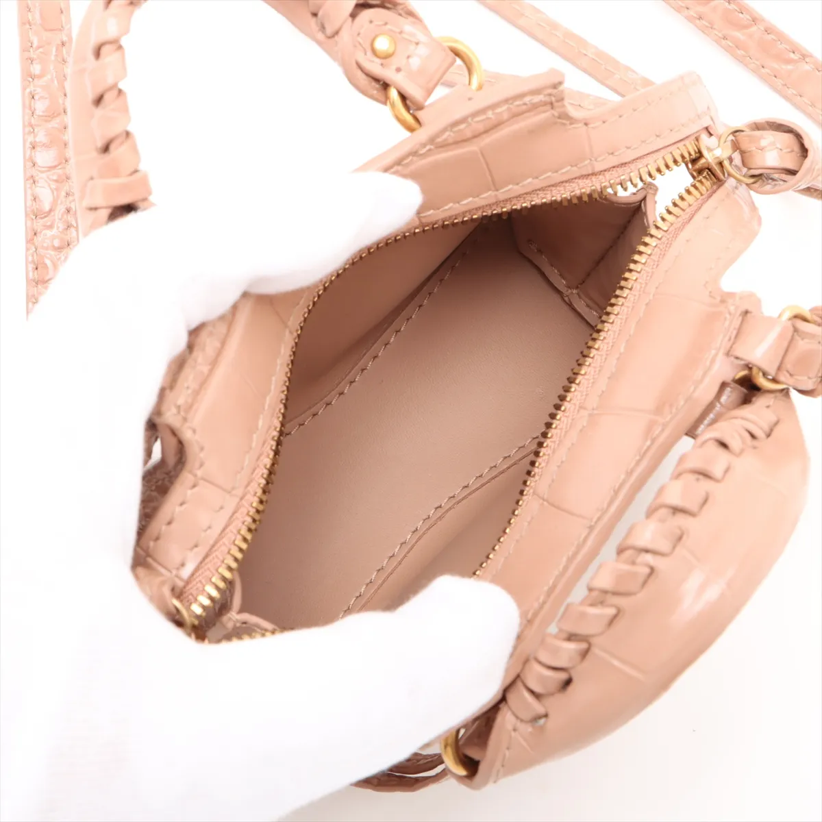 Super Nano Neo Classic Croco Embossed 2WAY Handbag Pink 669537 — view 8