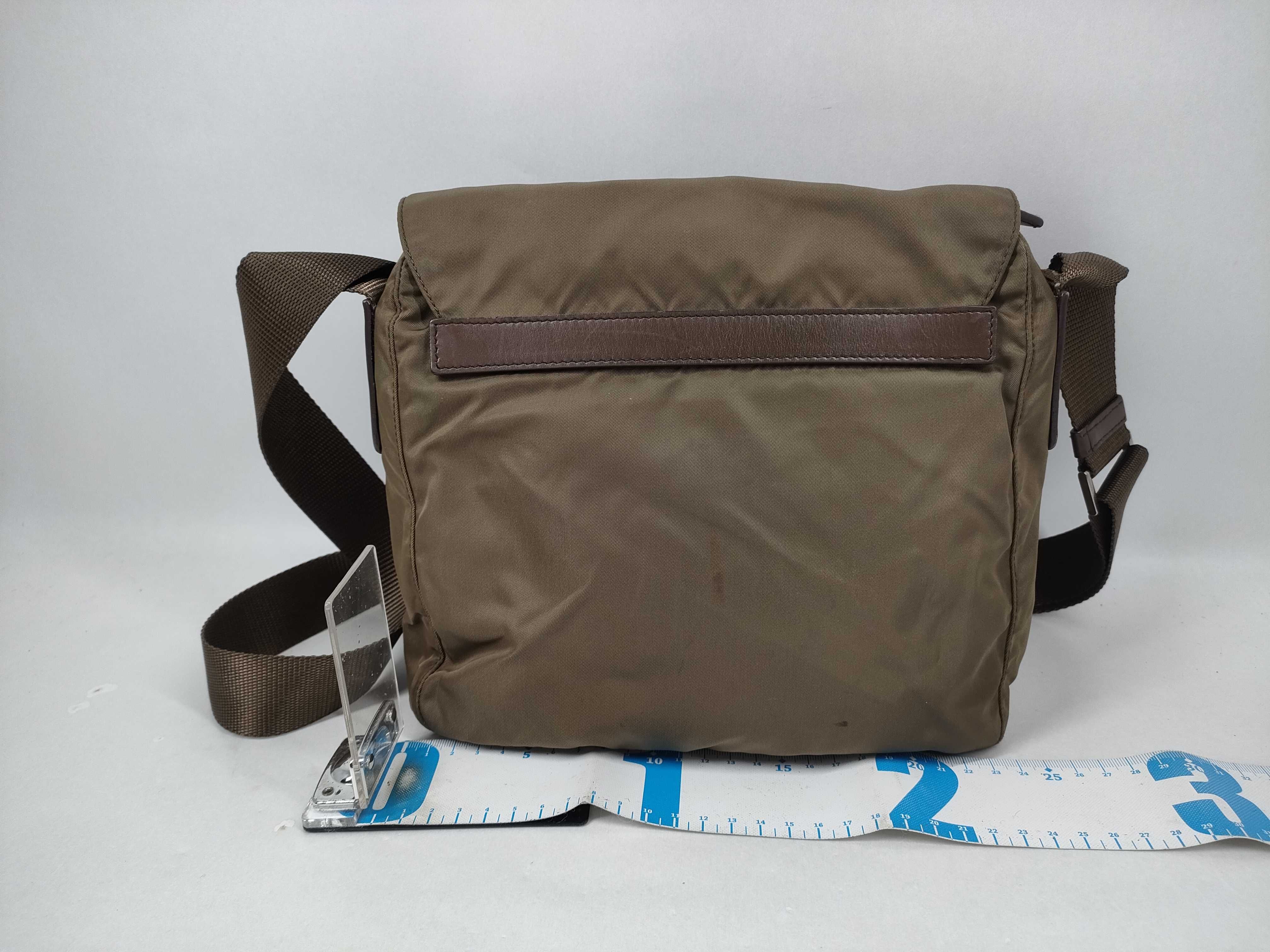 Nylon Triangle Plate Logo BT8994 Khaki Olive Shoulder Bag — view 2