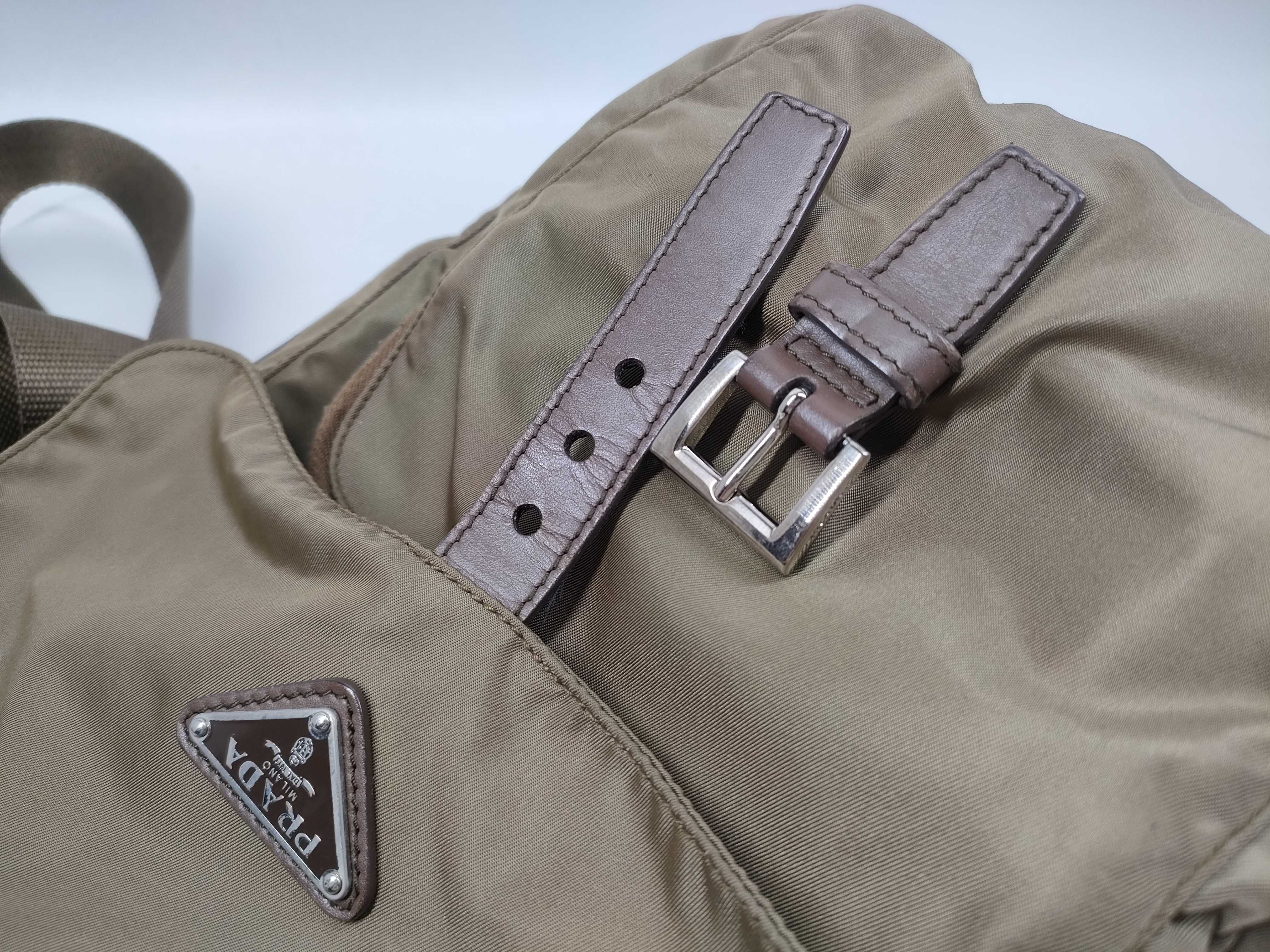 Nylon Triangle Plate Logo BT8994 Khaki Olive Shoulder Bag — view 8