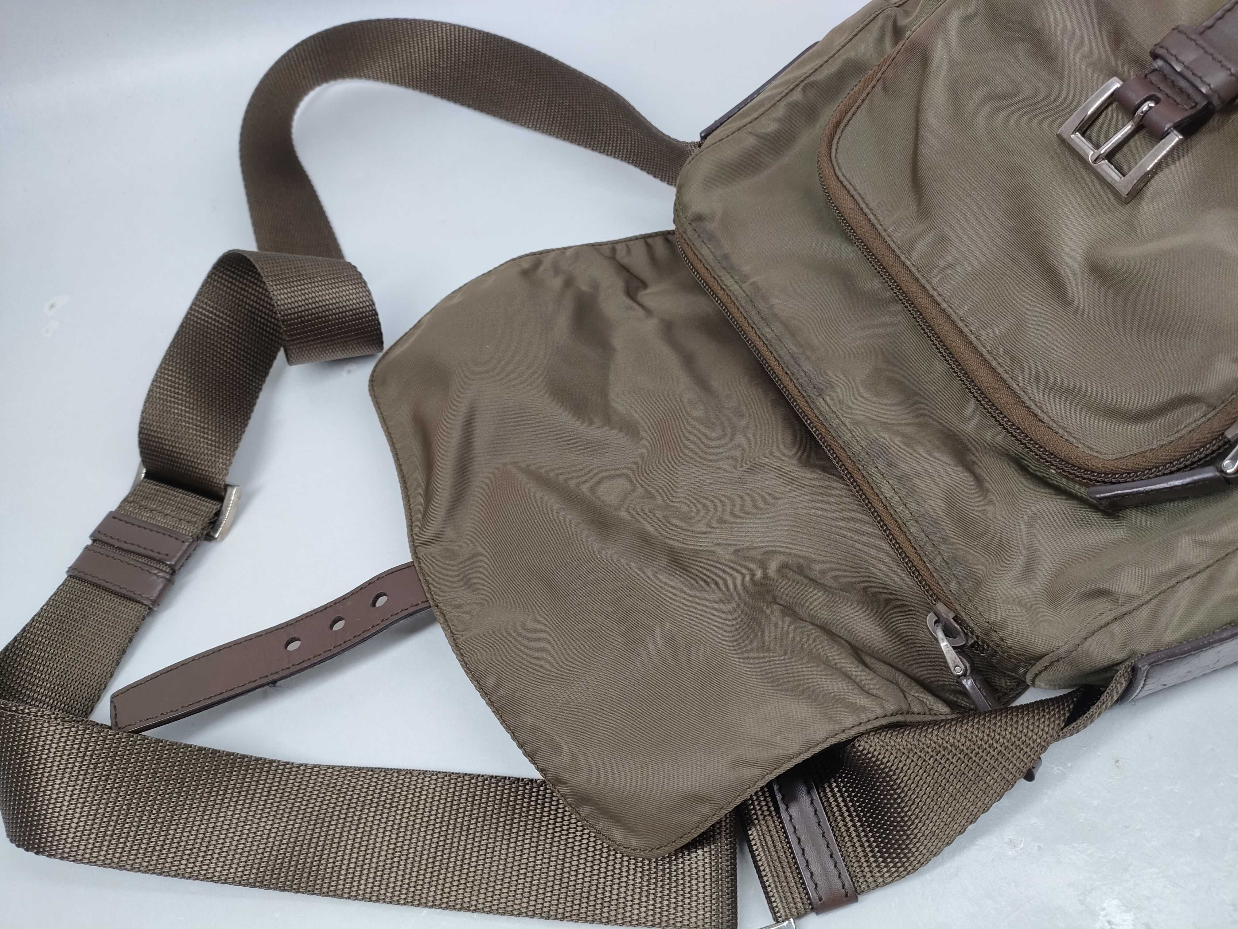 Nylon Triangle Plate Logo BT8994 Khaki Olive Shoulder Bag — view 9