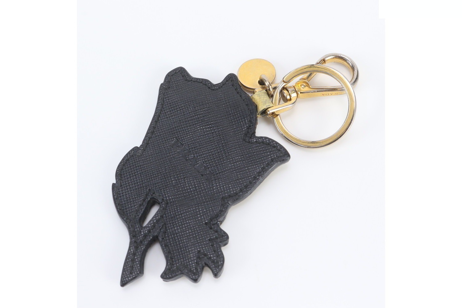 Saffiano leather flower motif key ring bag charm — view 2