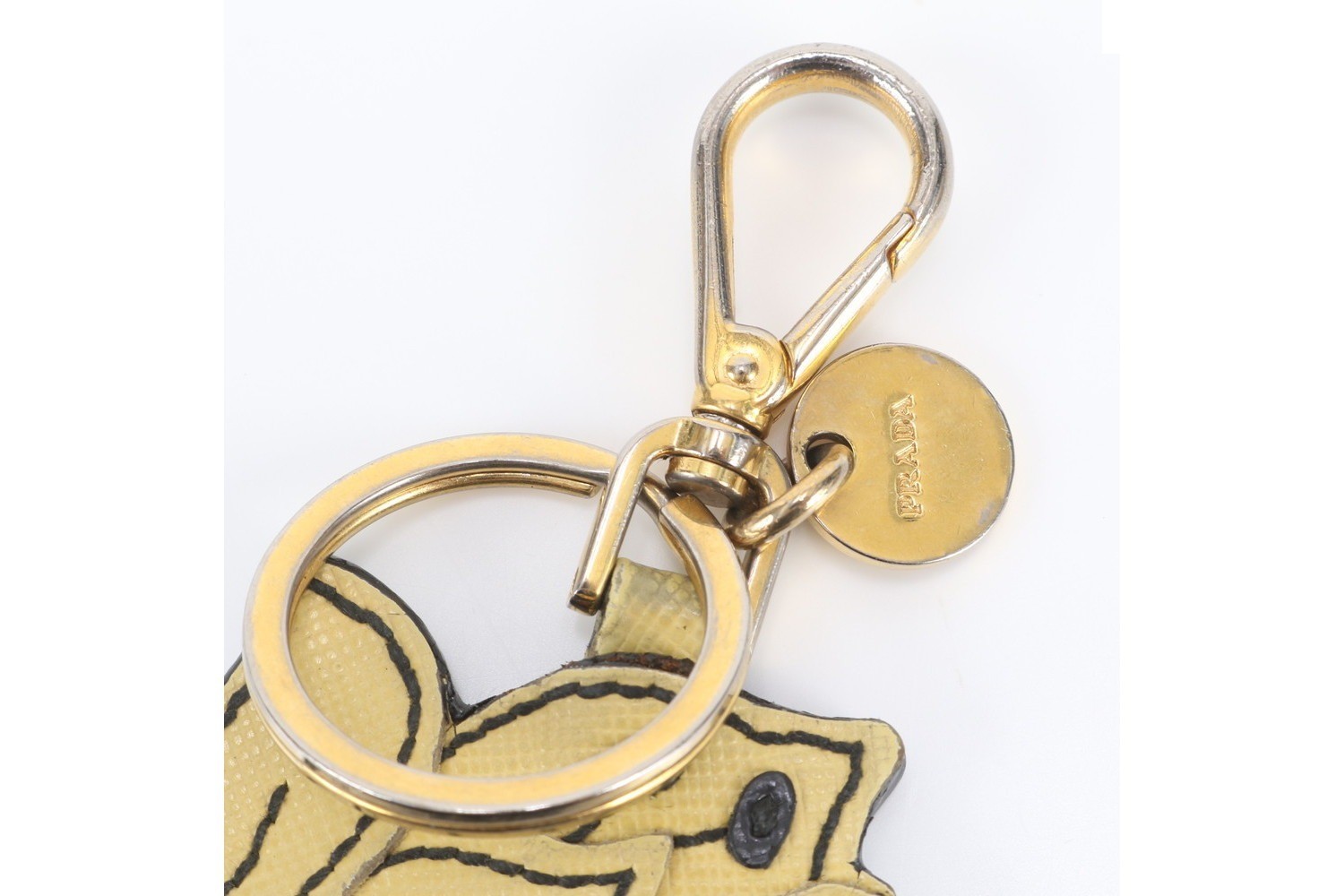 Saffiano leather flower motif key ring bag charm — view 5