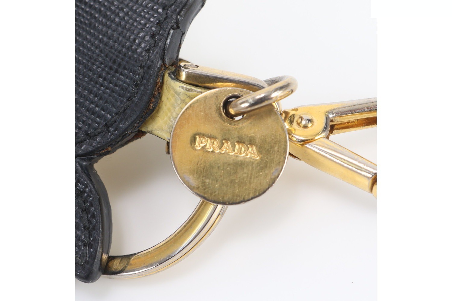 Saffiano leather flower motif key ring bag charm — view 7