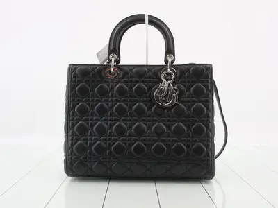 Lady Dior Large Cannage 2-Way Lambskin Black 32 x 25 x 12 cm