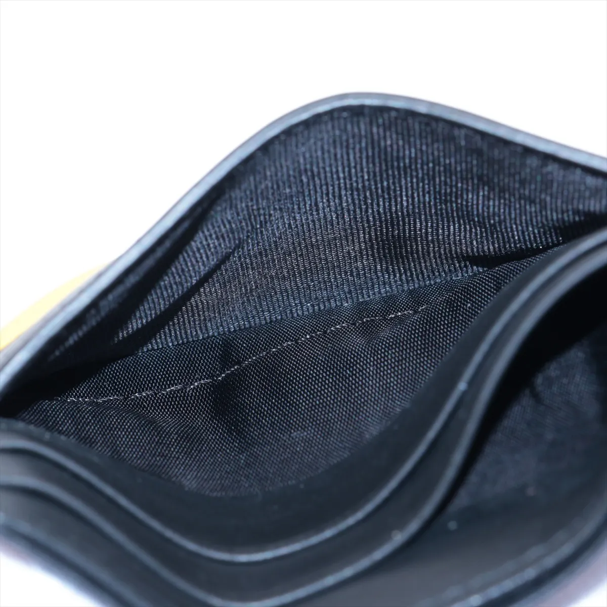 7M0227 Leather Card Case Black x Yellow Bugs Eye — view 3