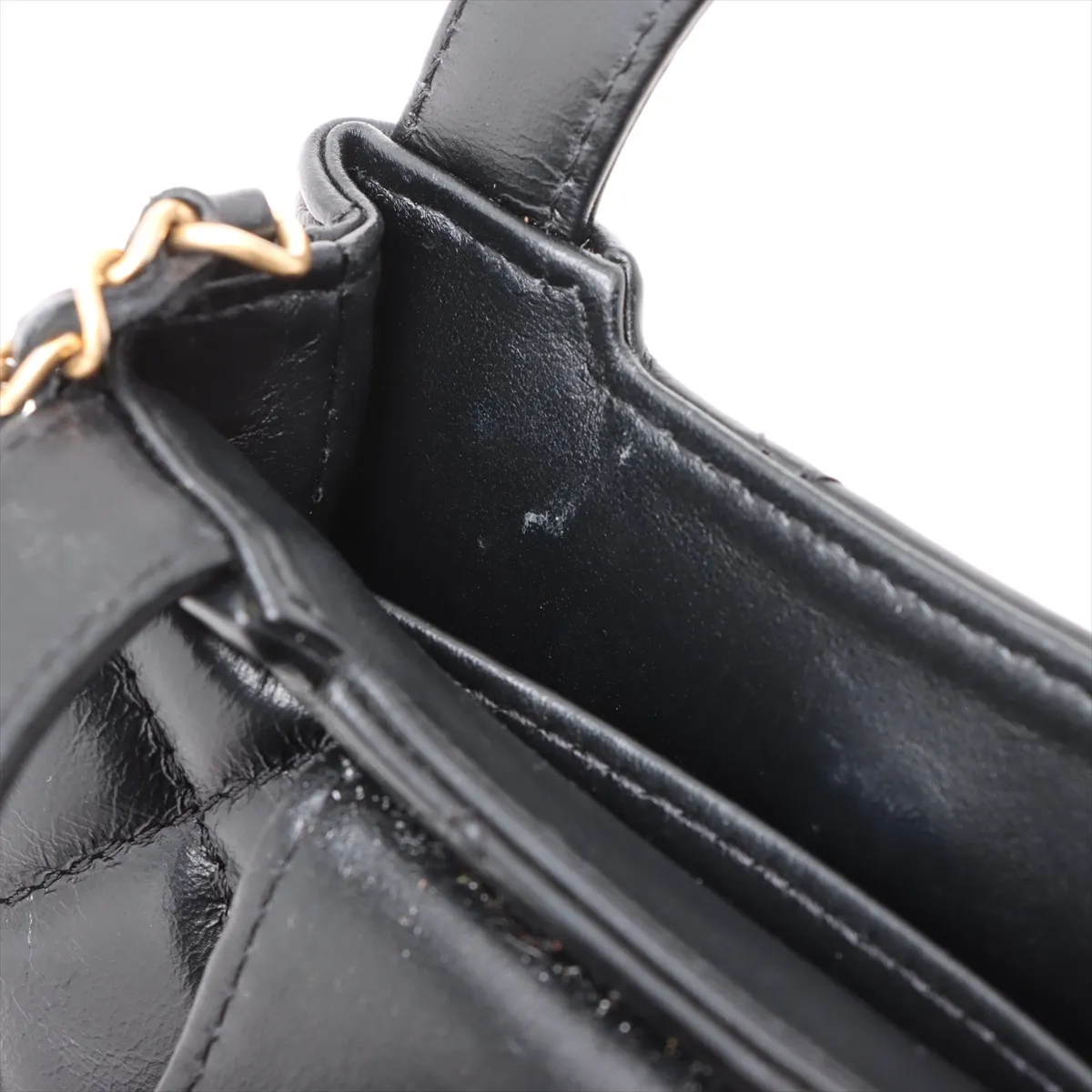 Matelasse Leather 2WAY Shoulder Bag Black Gold Hardware HCP8PL72 Random Serial AP3435 — view 12