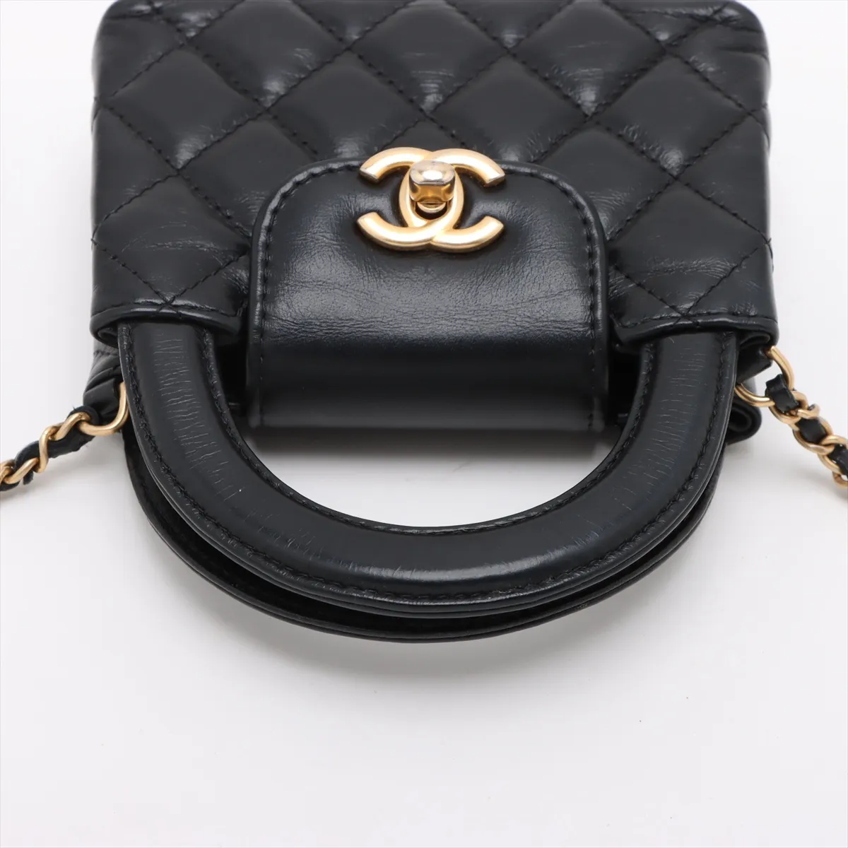 Matelasse Leather 2WAY Shoulder Bag Black Gold Hardware HCP8PL72 Random Serial AP3435 — view 5