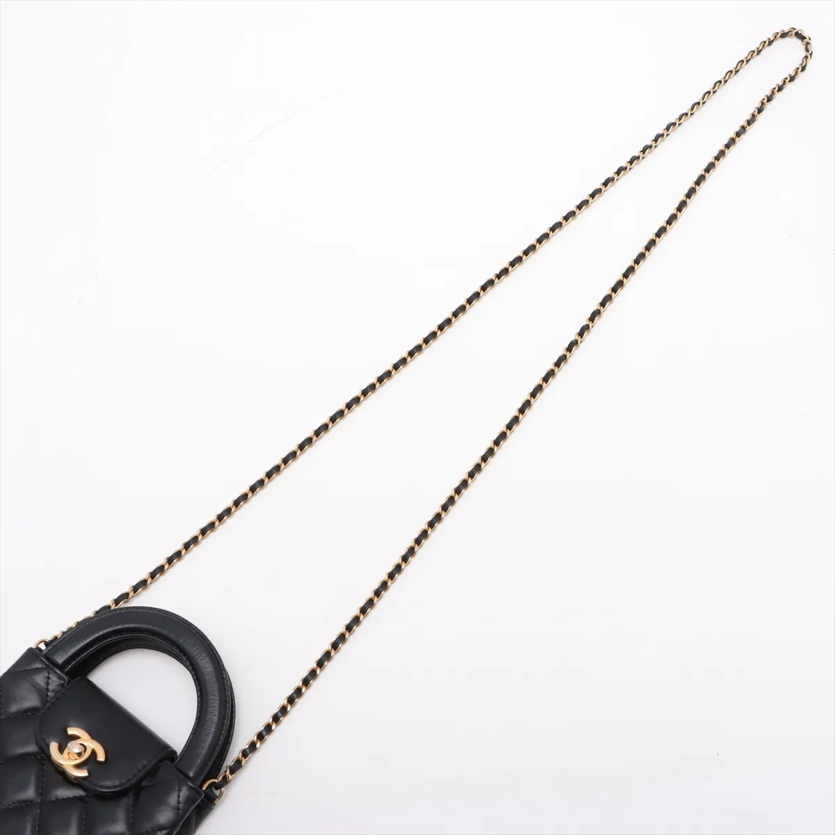 Matelasse Leather 2WAY Shoulder Bag Black Gold Hardware HCP8PL72 Random Serial AP3435 — view 7