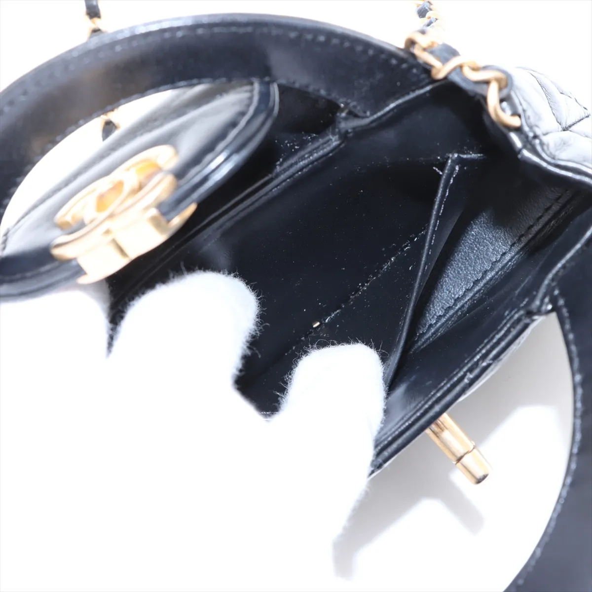 Matelasse Leather 2WAY Shoulder Bag Black Gold Hardware HCP8PL72 Random Serial AP3435 — view 9