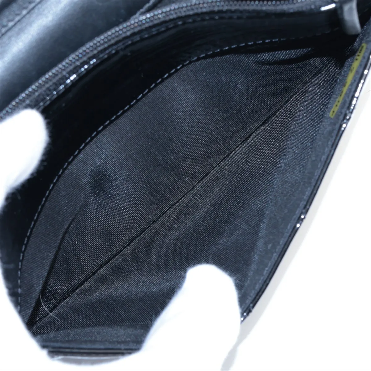 Matelasse Patent Leather Chain Wallet Black Silver Hardware 14684041 14th Series A48692 — view 8