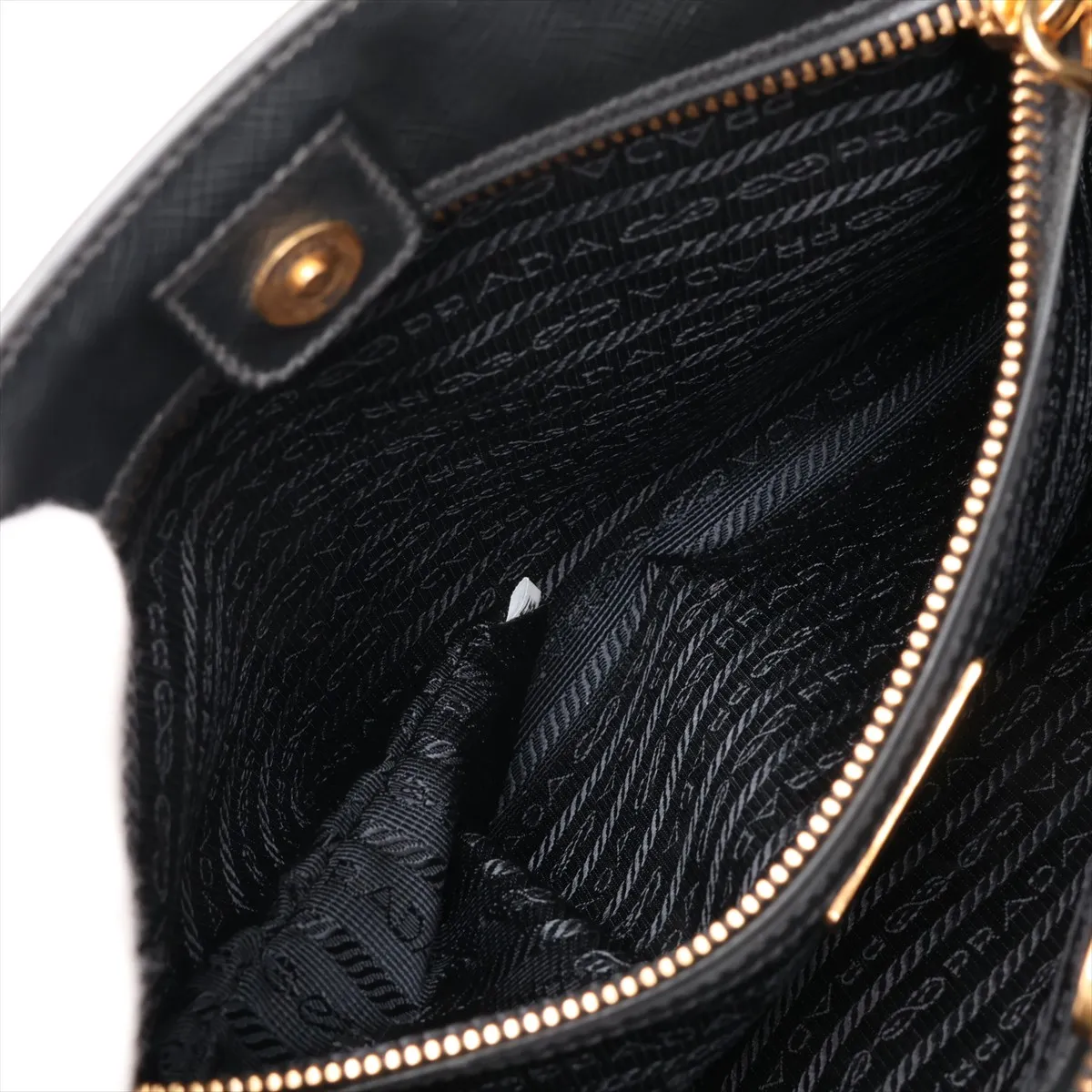 Saffiano Leather 2-Way Handbag, Black — view 11