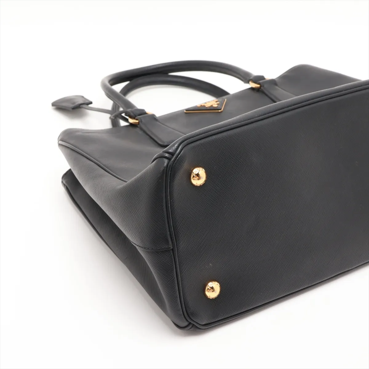 Saffiano Leather 2-Way Handbag, Black — view 4