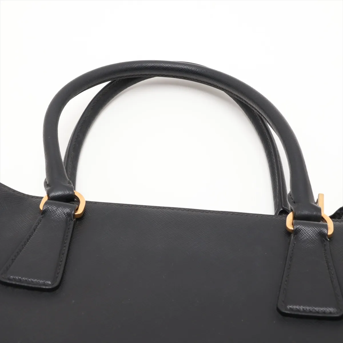 Saffiano Leather 2-Way Handbag, Black — view 6