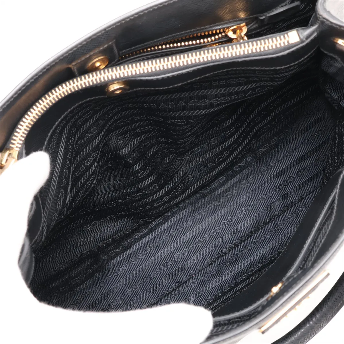 Saffiano Leather 2-Way Handbag, Black — view 8