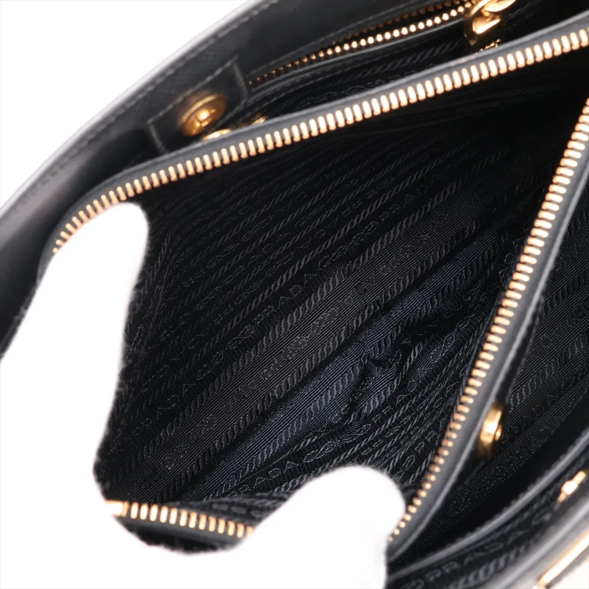 Saffiano Leather 2-Way Handbag, Black — view 9