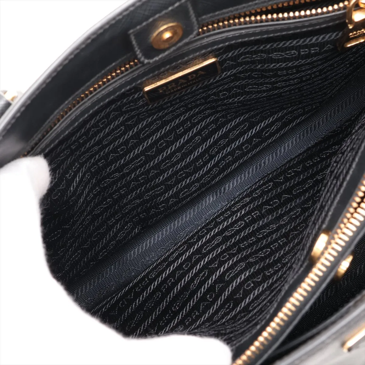 Saffiano Leather 2-Way Handbag, Black — view 10