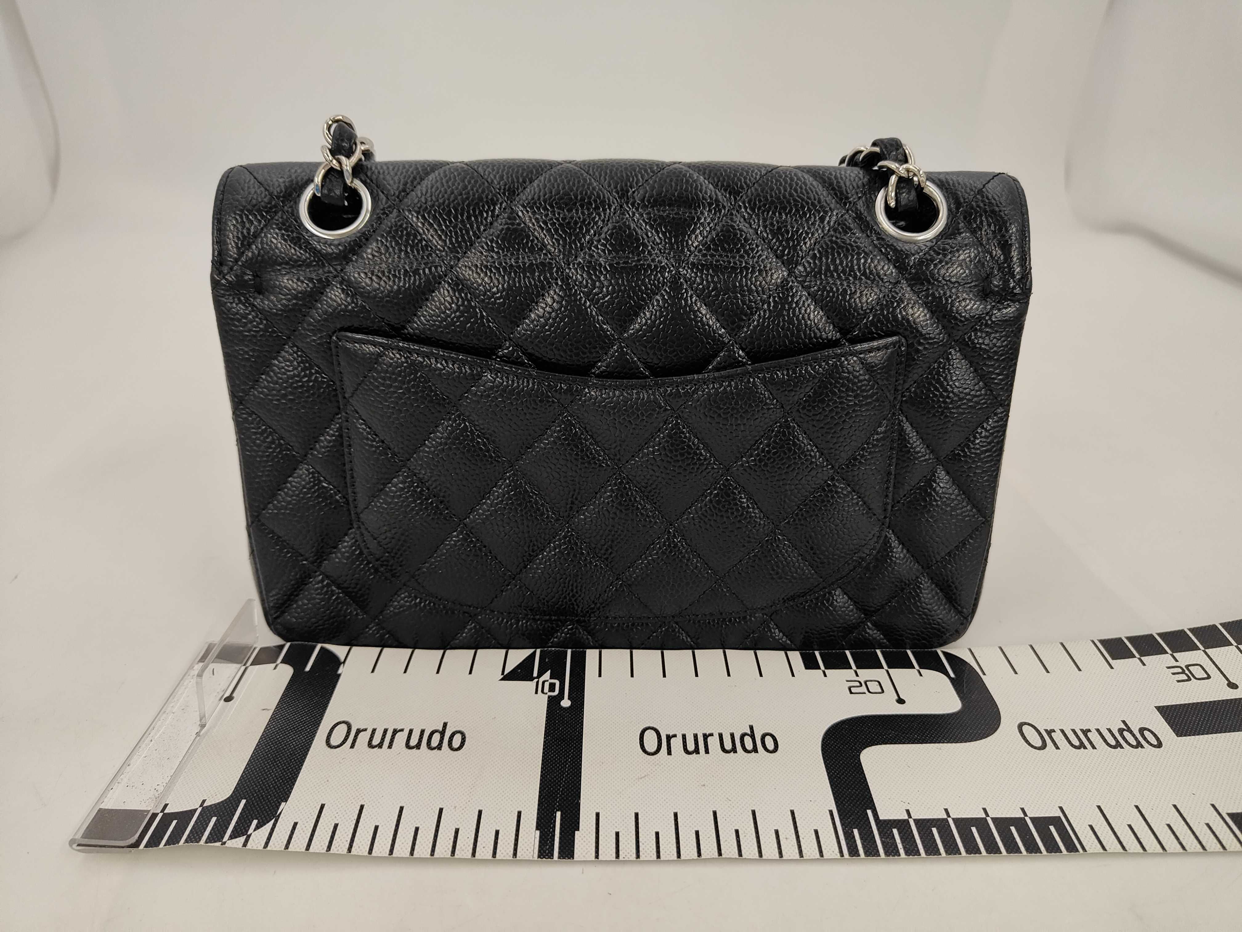 Double Flap CF Small Chain Bag Black Silver Buckle Shoulder Bag — view 2