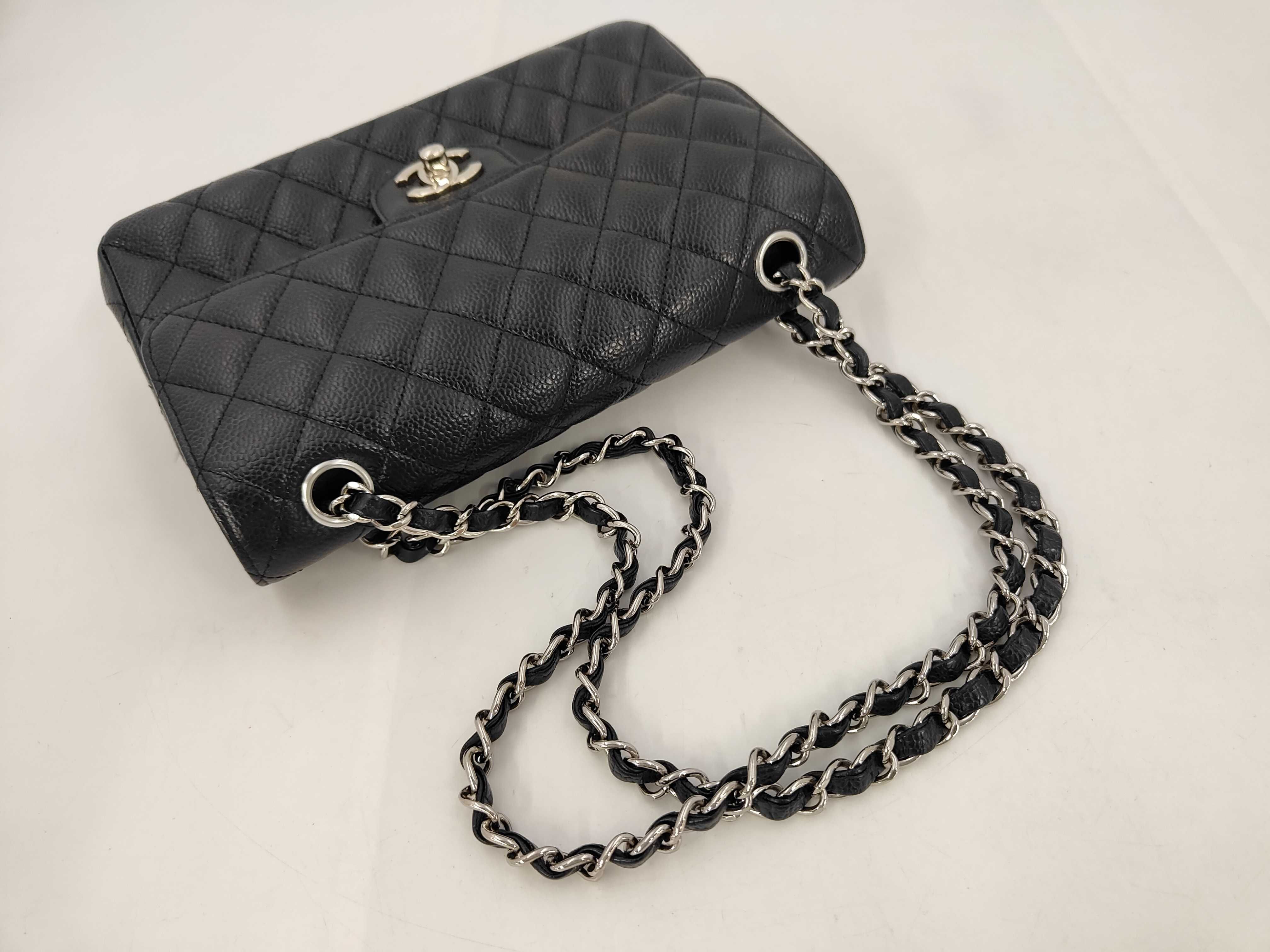 Double Flap CF Small Chain Bag Black Silver Buckle Shoulder Bag — view 5