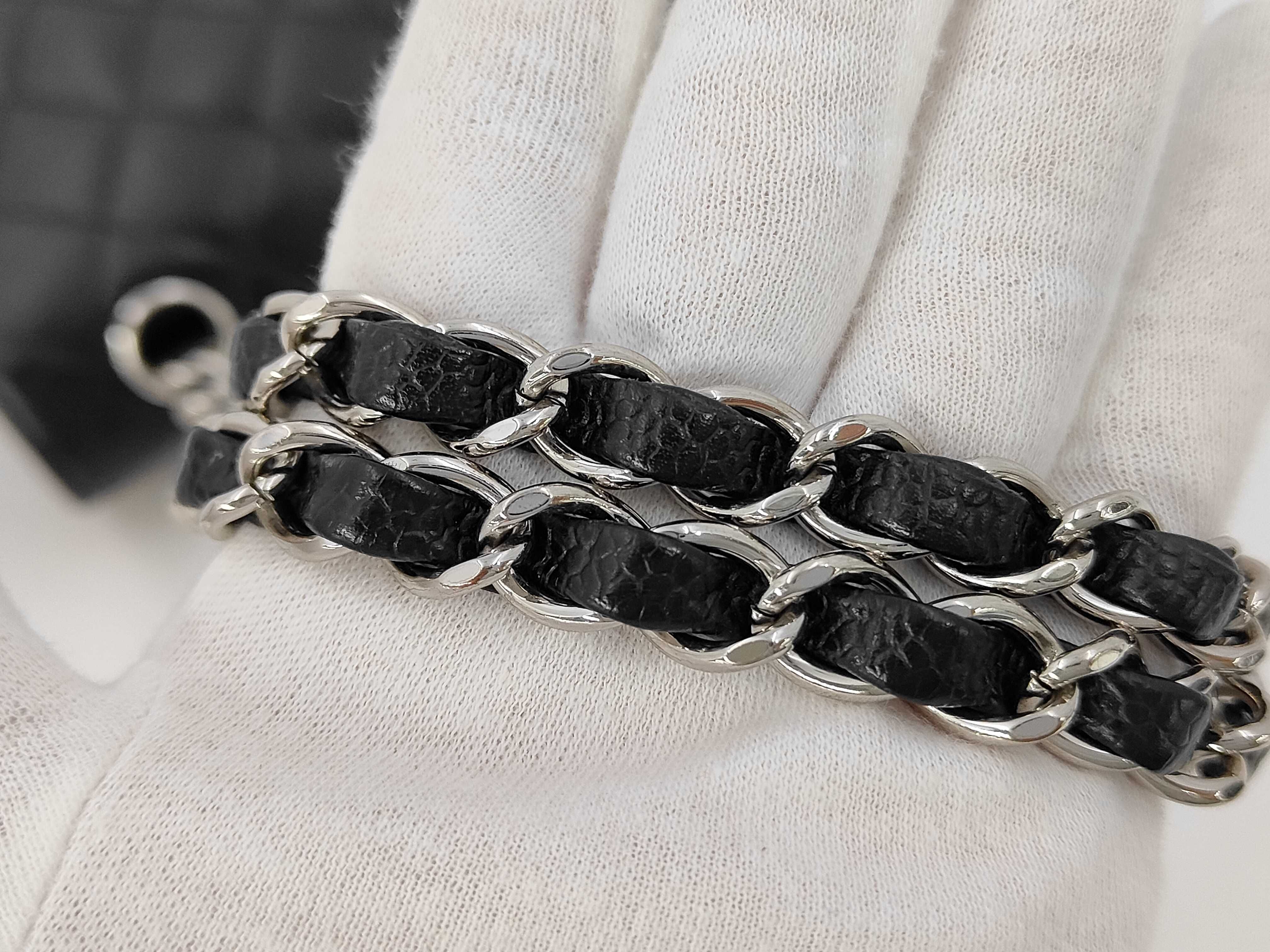 Double Flap CF Small Chain Bag Black Silver Buckle Shoulder Bag — view 6