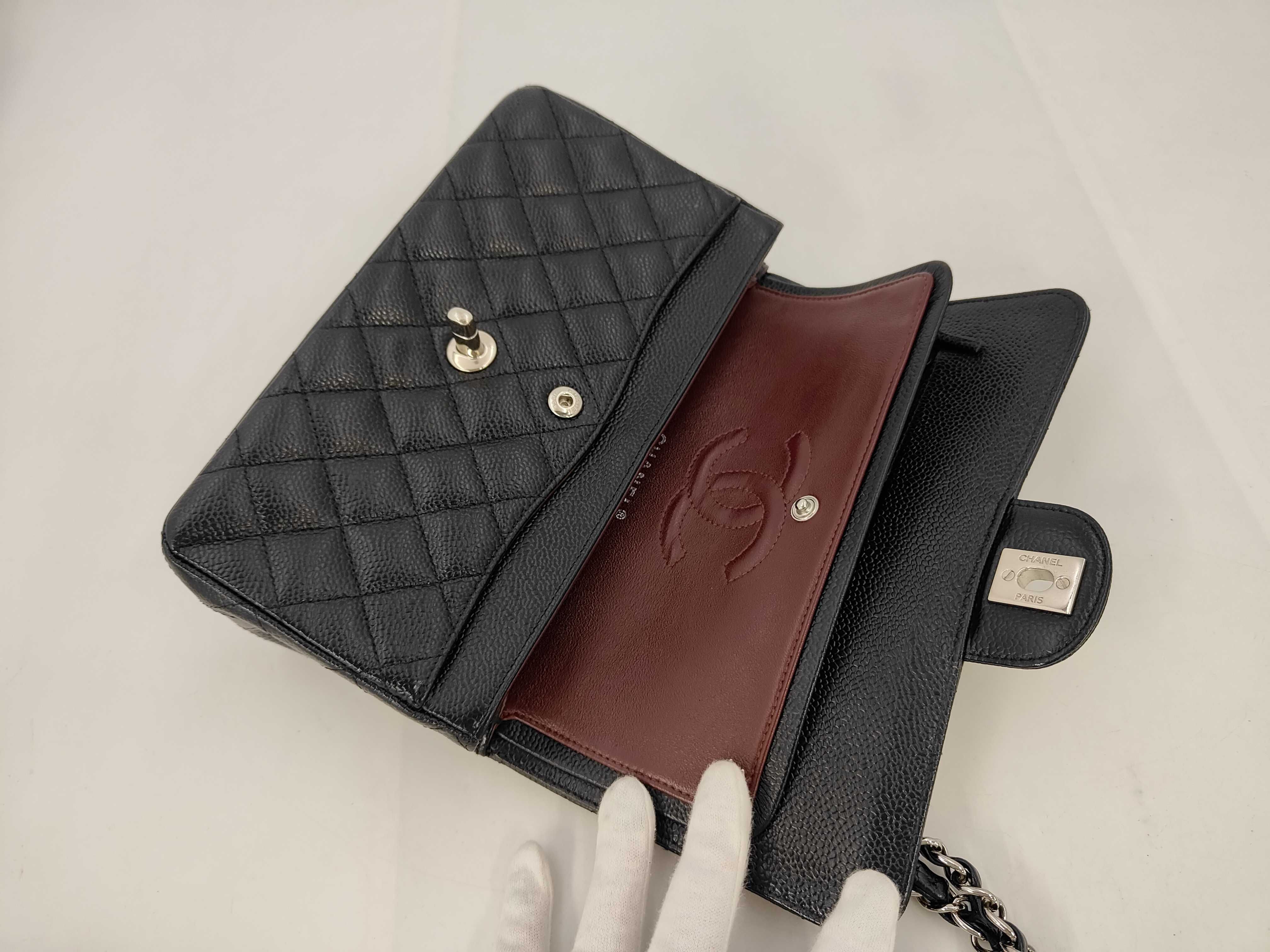 Double Flap CF Small Chain Bag Black Silver Buckle Shoulder Bag — view 8