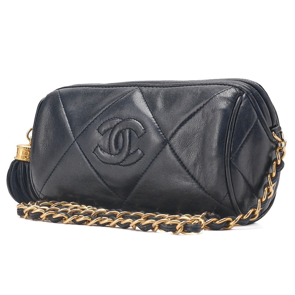 lambskin Coco Mark cylindrical fringe chain shoulder bag — view 2