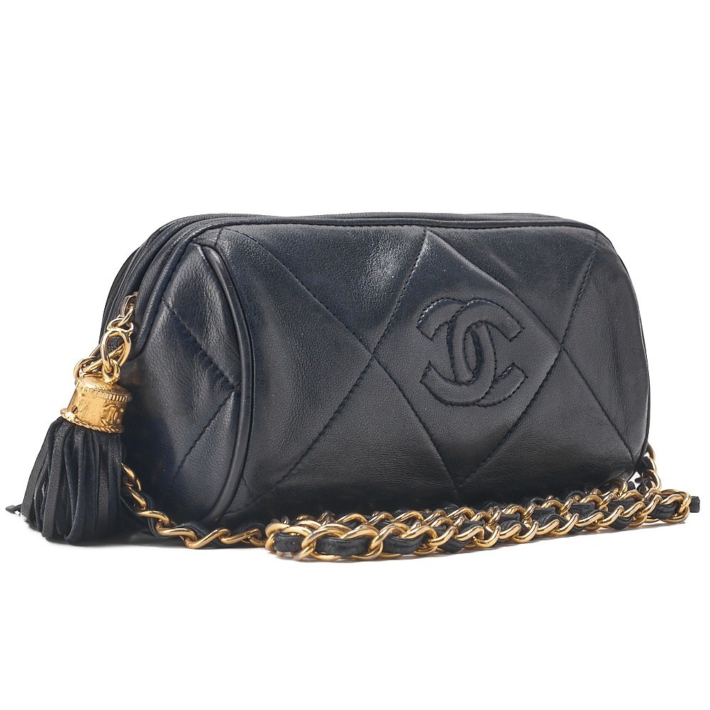 lambskin Coco Mark cylindrical fringe chain shoulder bag — view 3