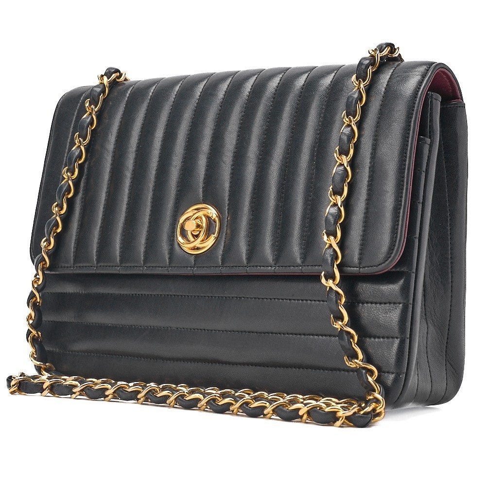 Lambskin Mademoiselle Circle Coco Chain Shoulder Bag, Black — view 4
