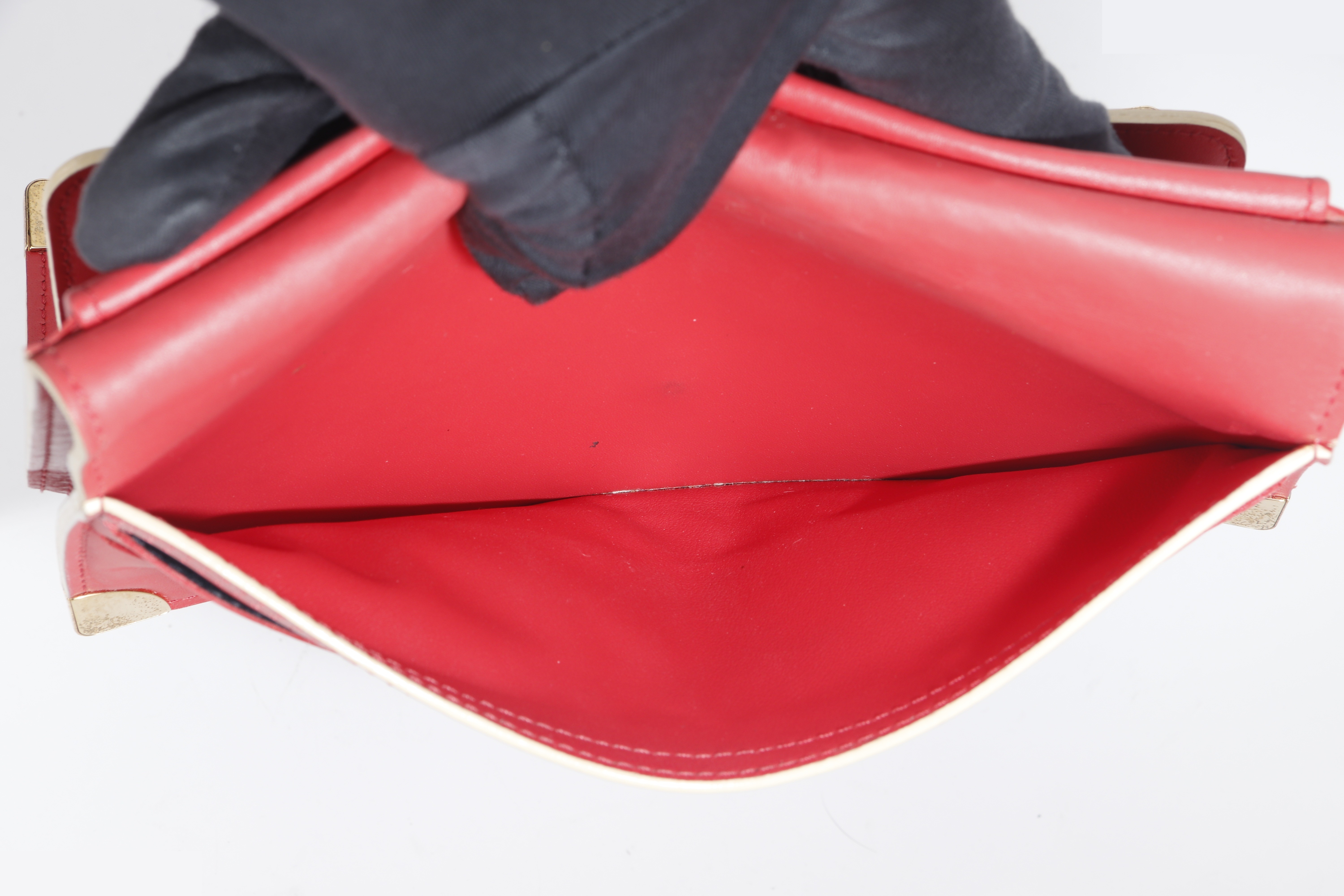 SARAH WALLET RED CALFSKIN GHW — view 12