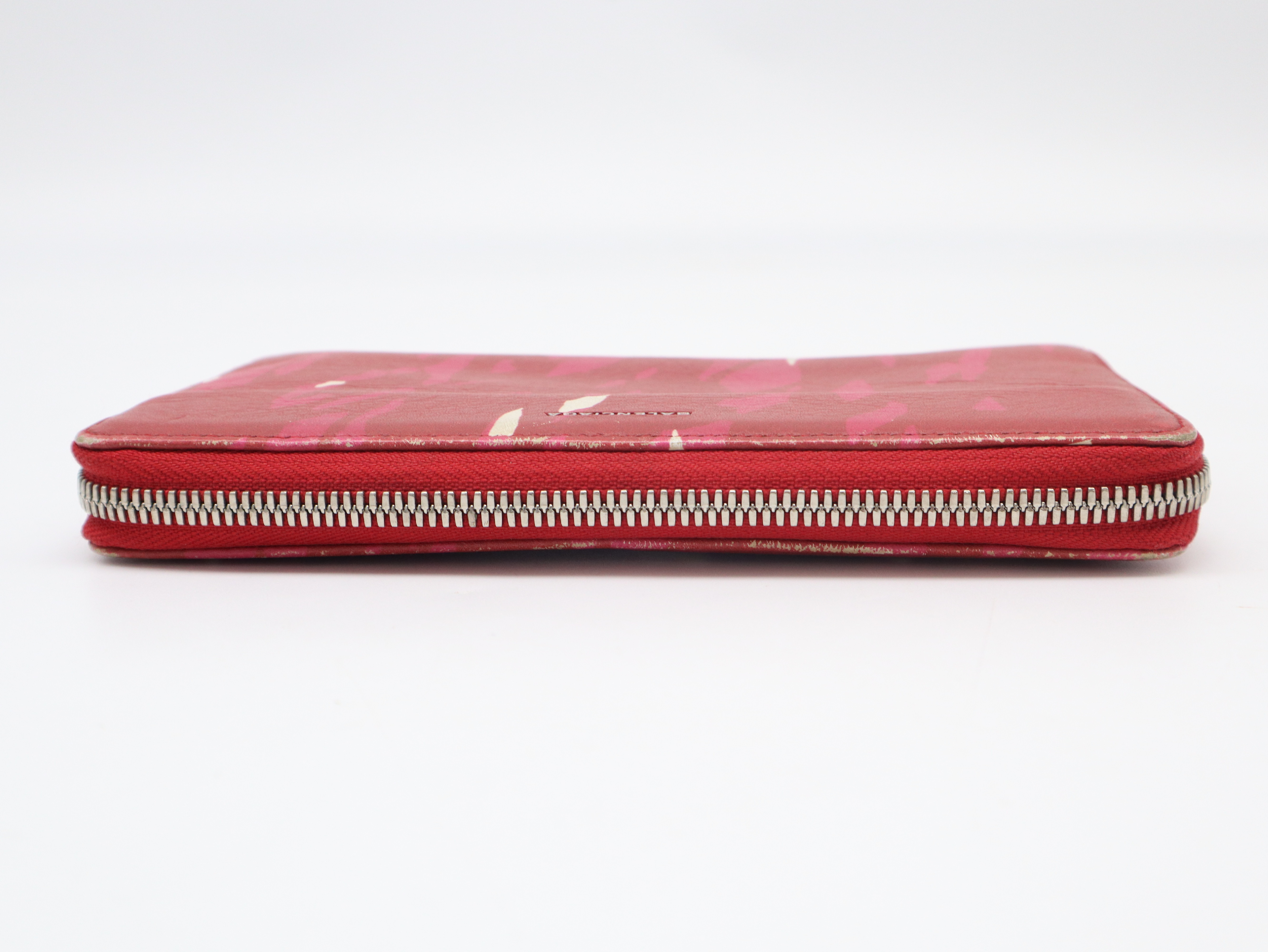Leather Round Zipper Gradient Red Wallet — view 4
