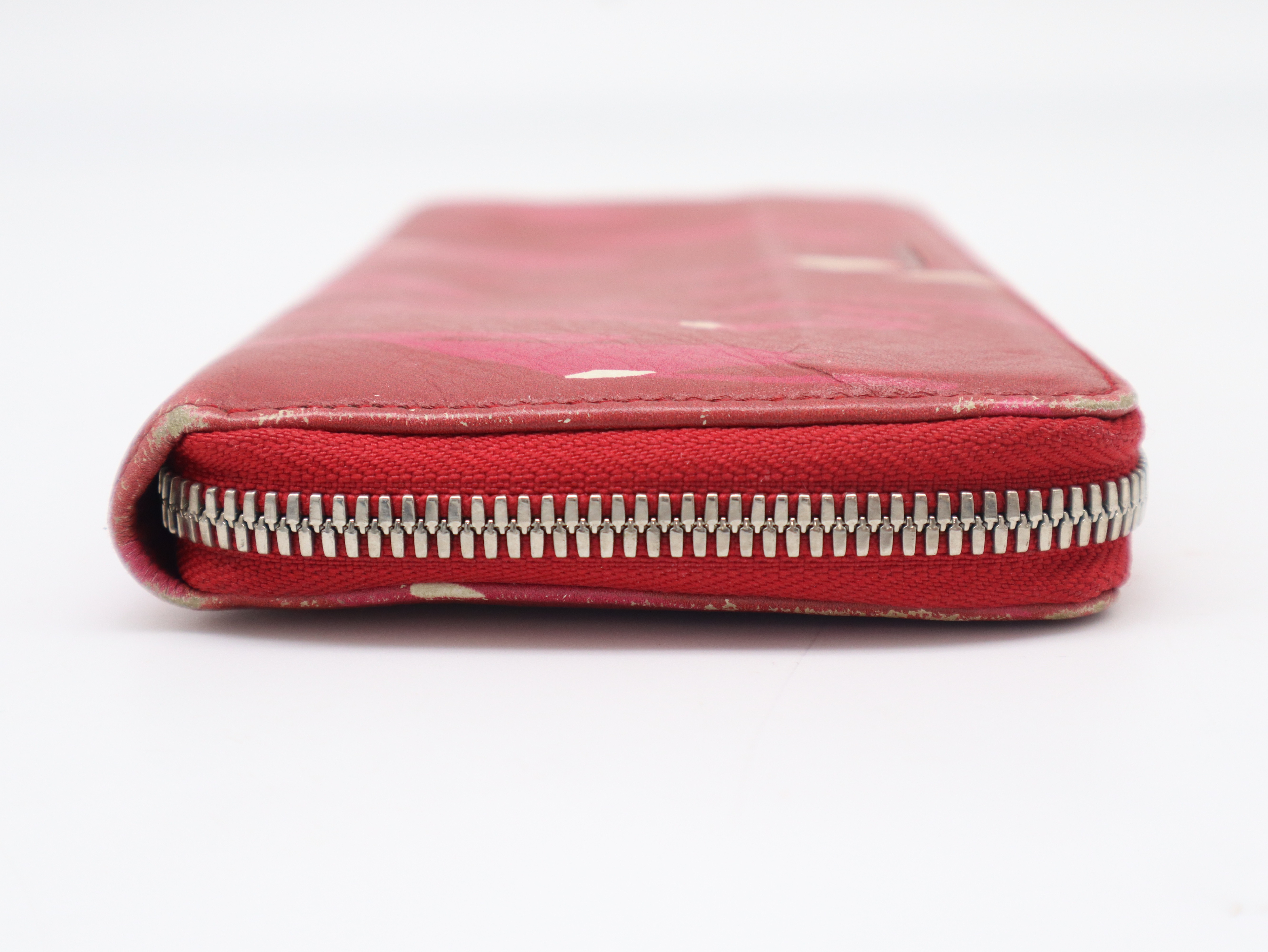 Leather Round Zipper Gradient Red Wallet — view 6