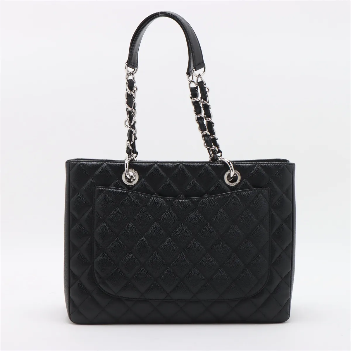 GST caviar skin chain tote bag black silver hardware 15646739 15th series — view 2