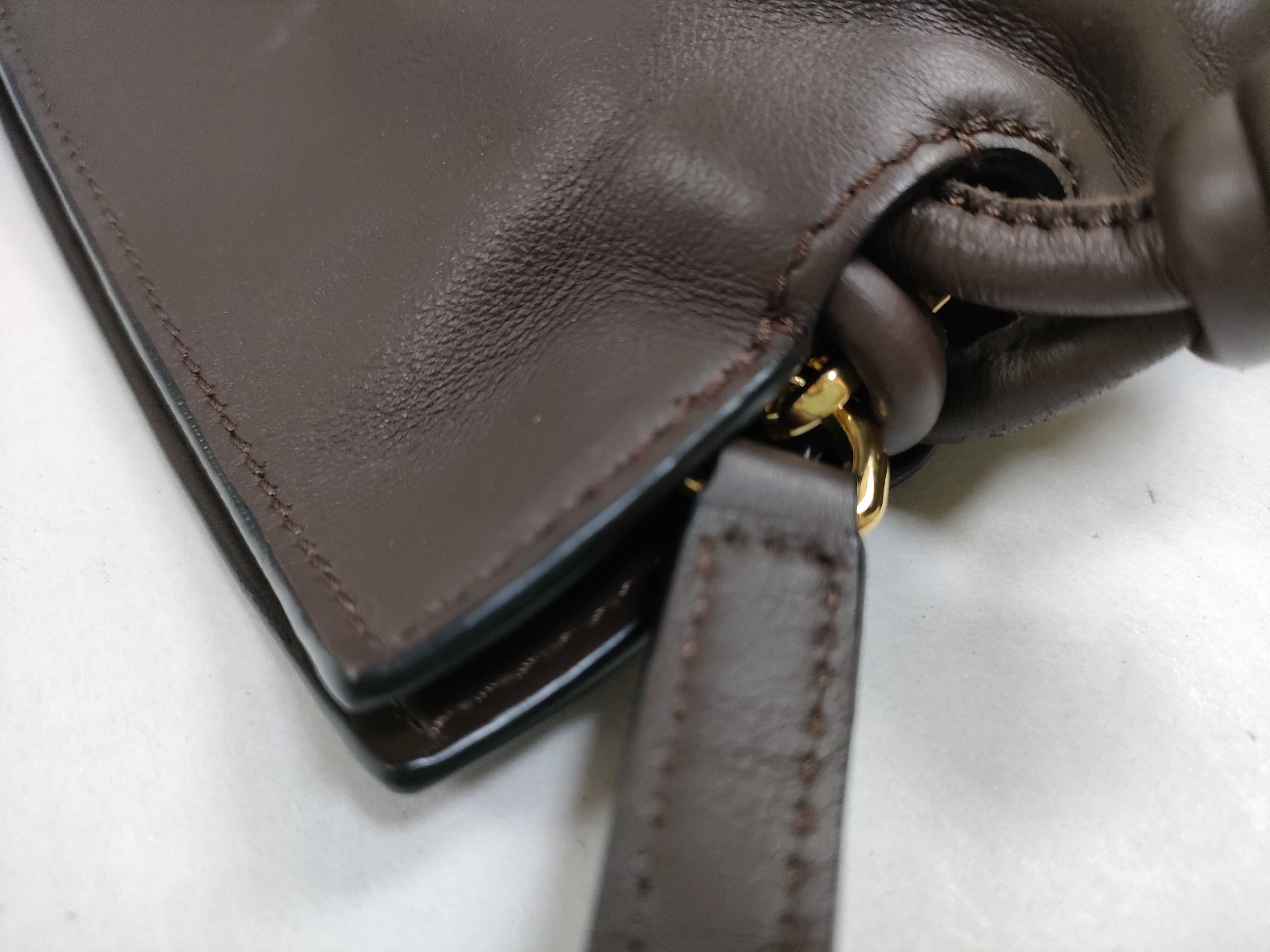 Flamenco Clutch Mini Brown Leather. Accessories: Dust bag, shoulder strap, shoulder bag. — view 5