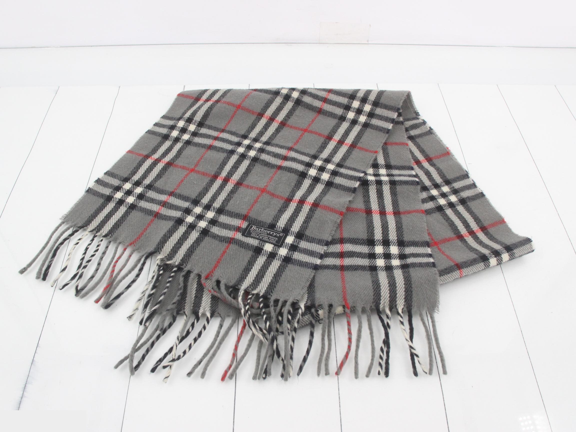 Nova Check Scarf, Gray, 100% Wool — view 2