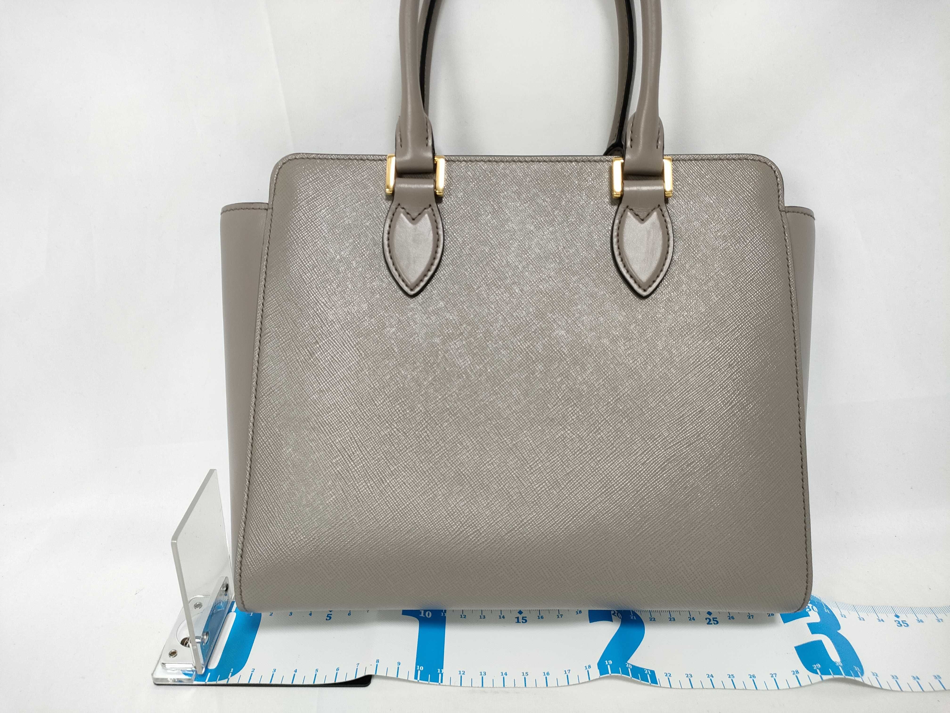 Saffiano Leather 2-Way Handbag, Gray, 1BA113 Handbag — view 2
