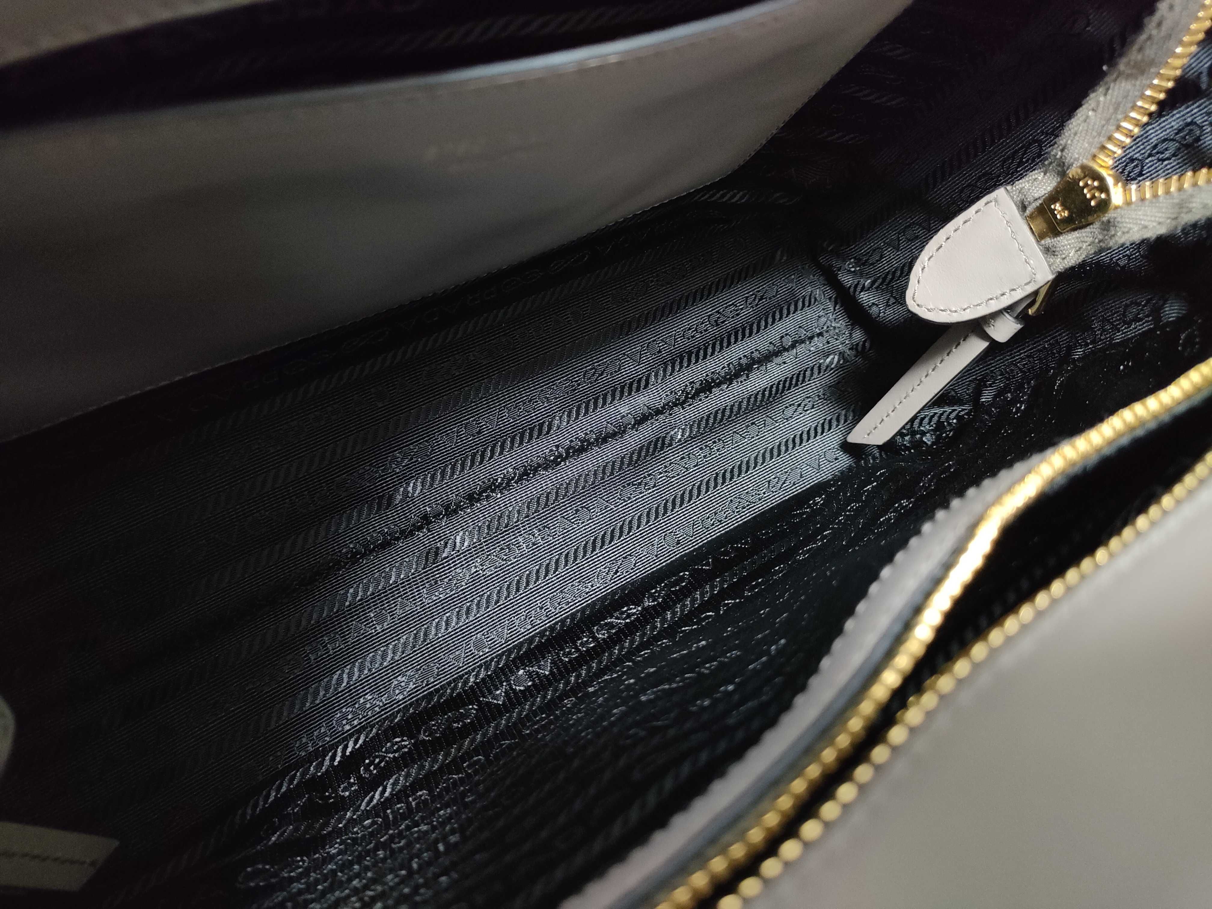 Saffiano Leather 2-Way Handbag, Gray, 1BA113 Handbag — view 11