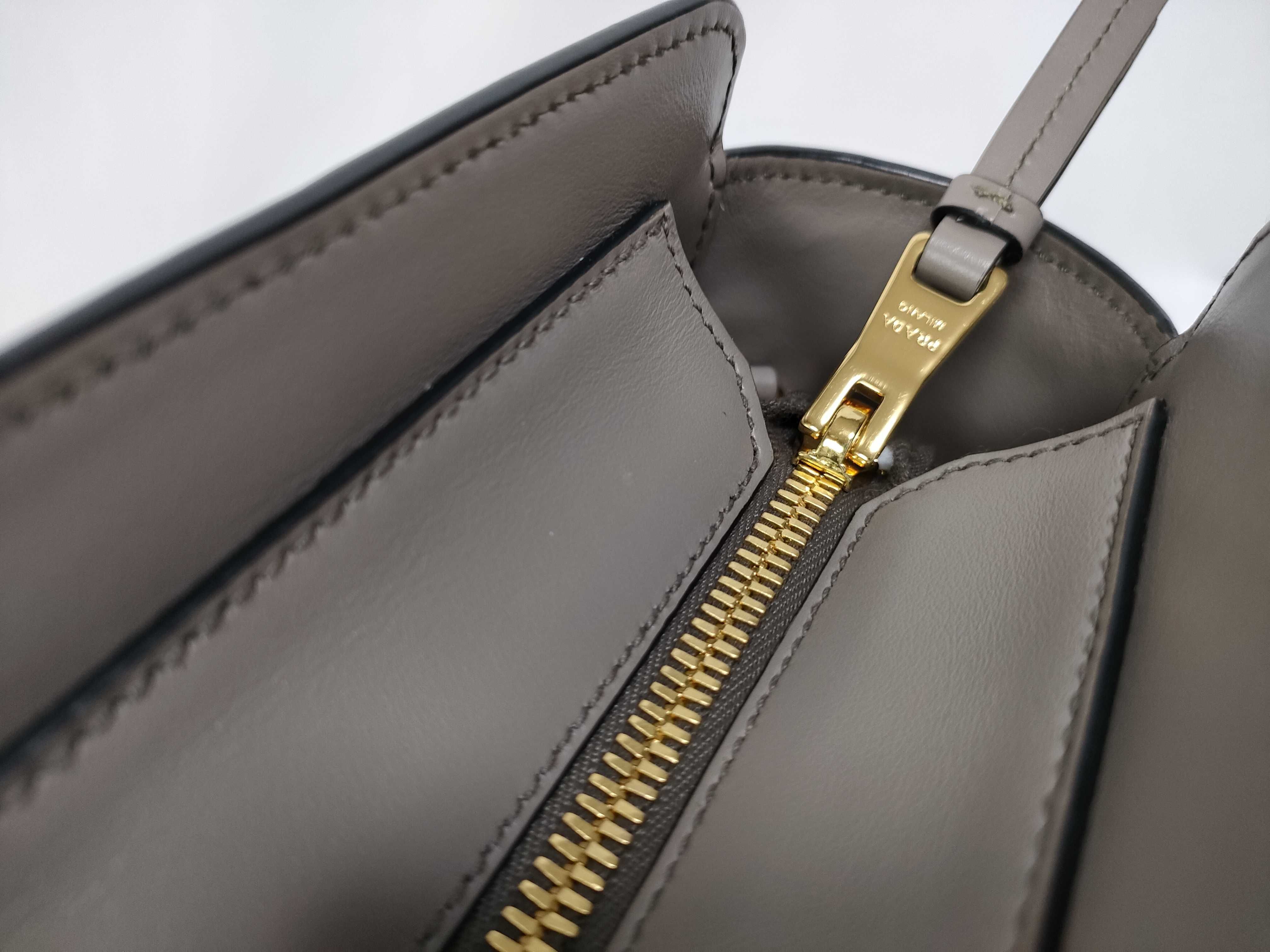Saffiano Leather 2-Way Handbag, Gray, 1BA113 Handbag — view 14