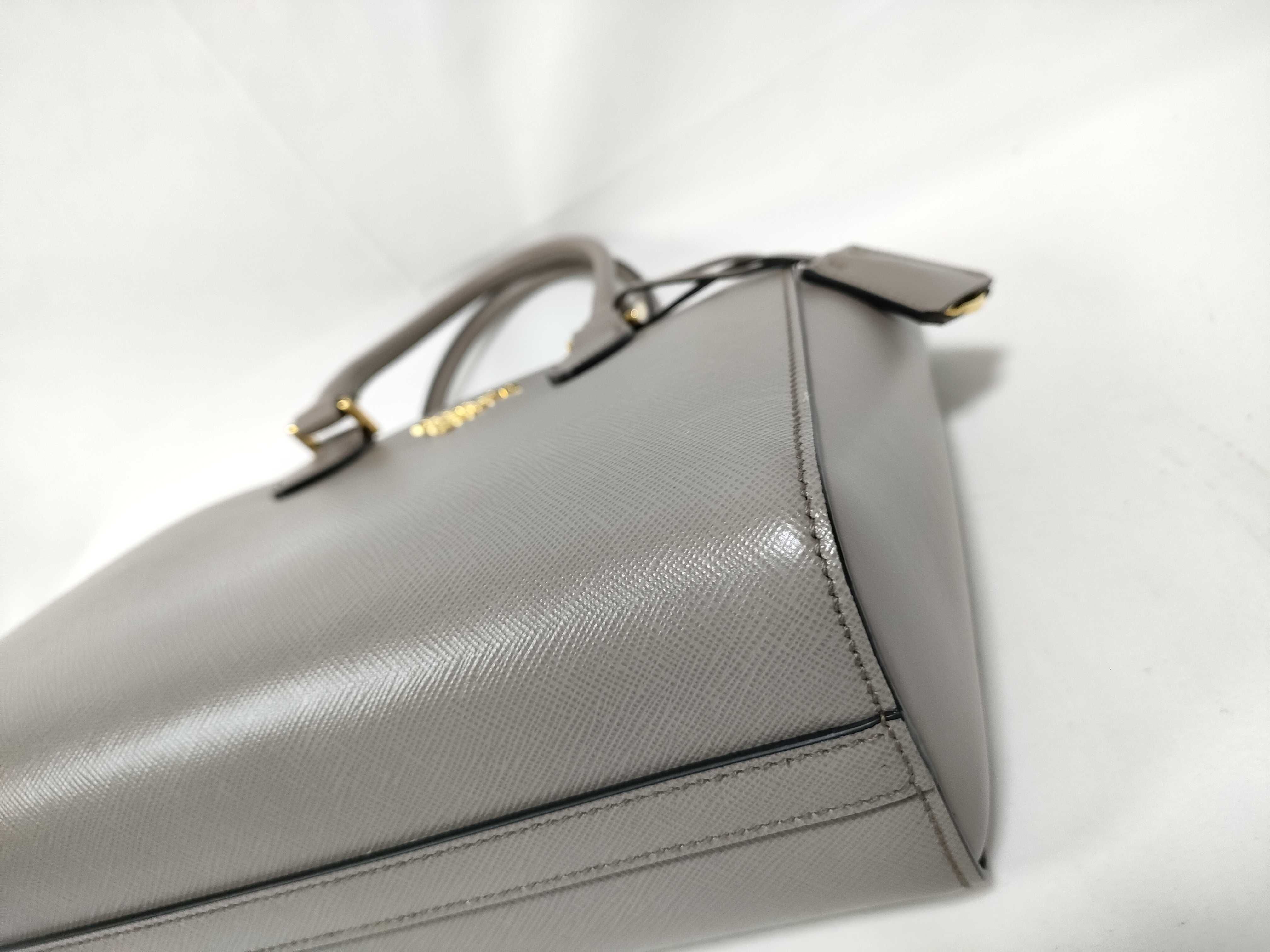 Saffiano Leather 2-Way Handbag, Gray, 1BA113 Handbag — view 4
