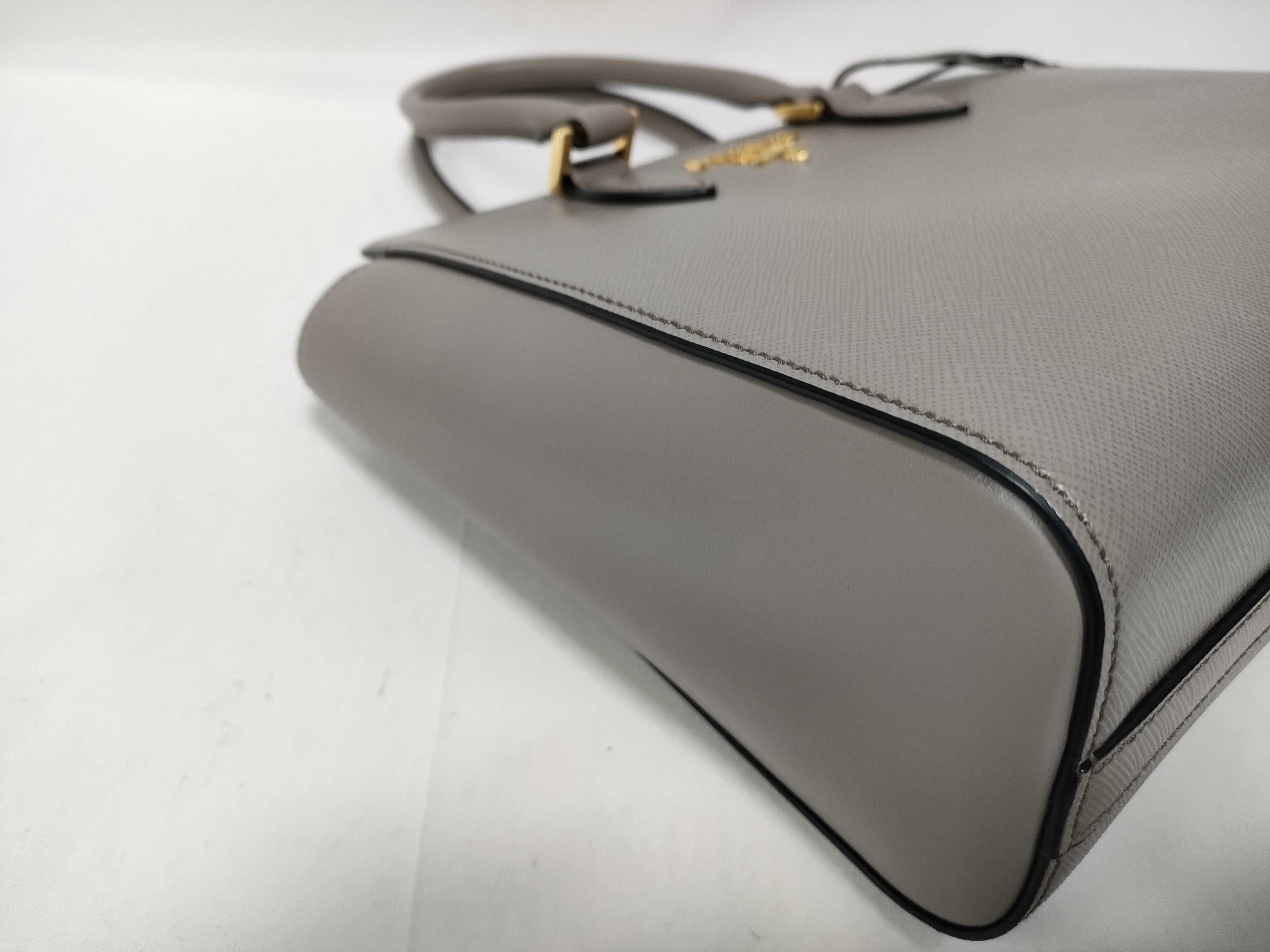 Saffiano Leather 2-Way Handbag, Gray, 1BA113 Handbag — view 6