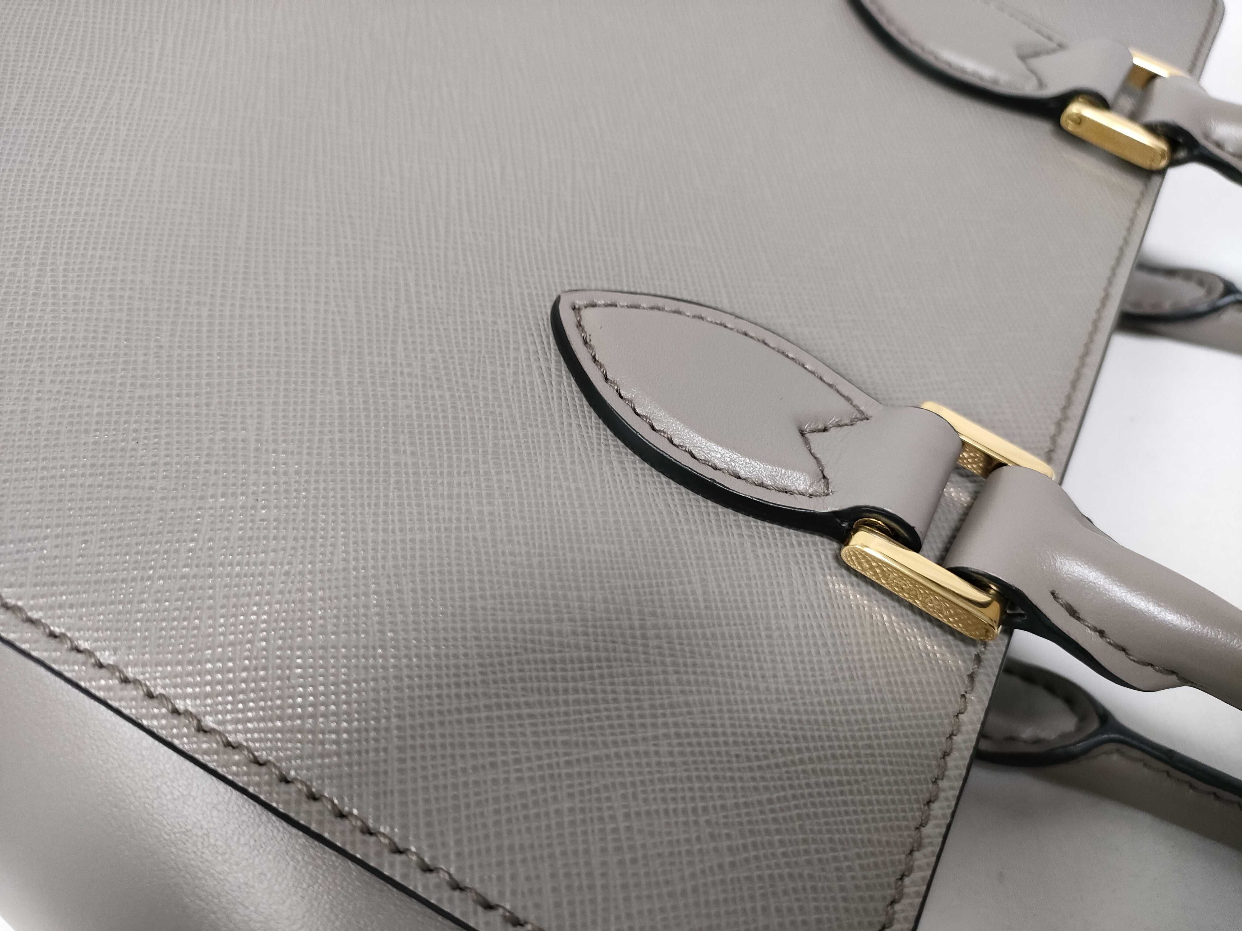 Saffiano Leather 2-Way Handbag, Gray, 1BA113 Handbag — view 7