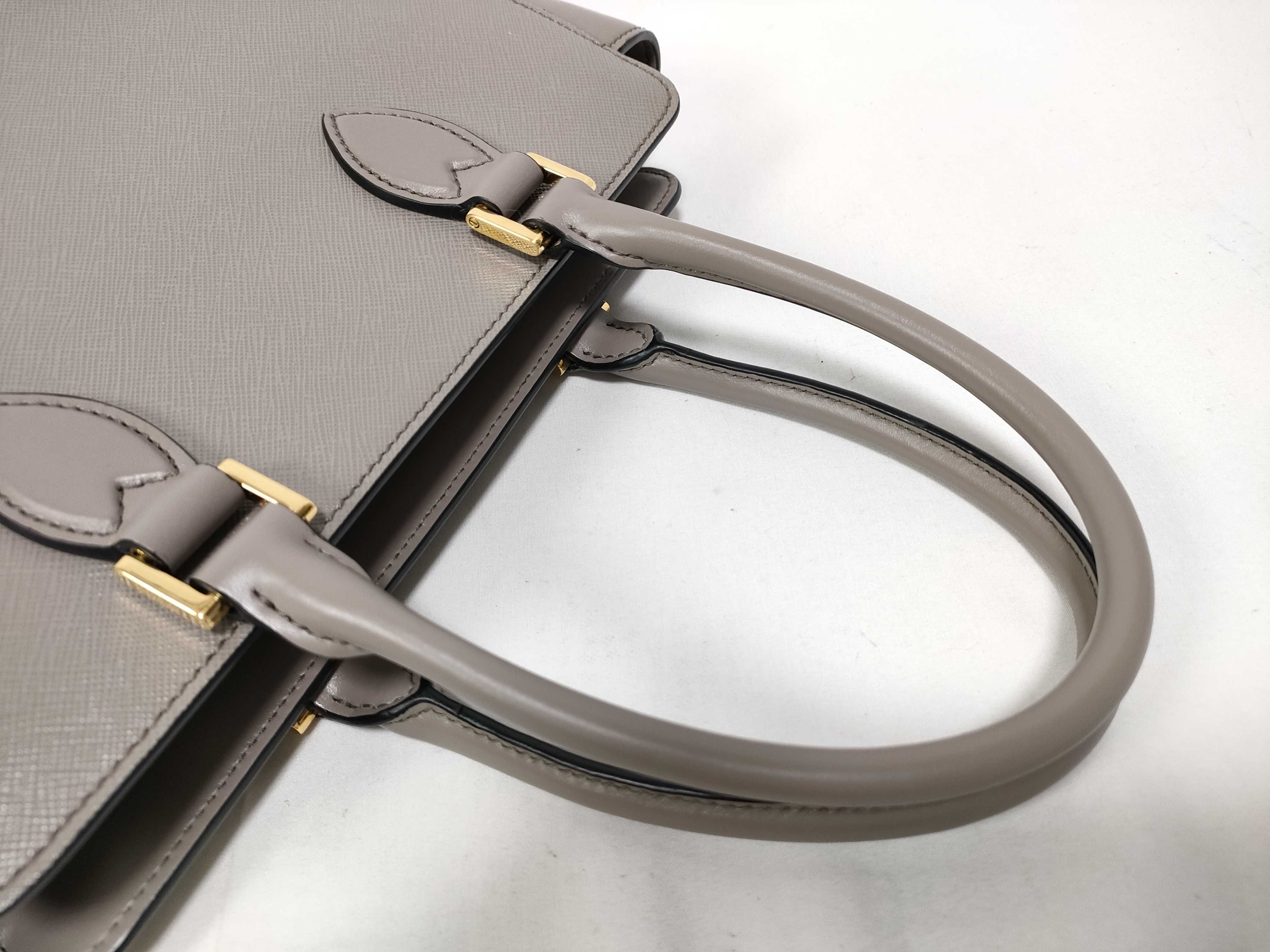Saffiano Leather 2-Way Handbag, Gray, 1BA113 Handbag — view 9