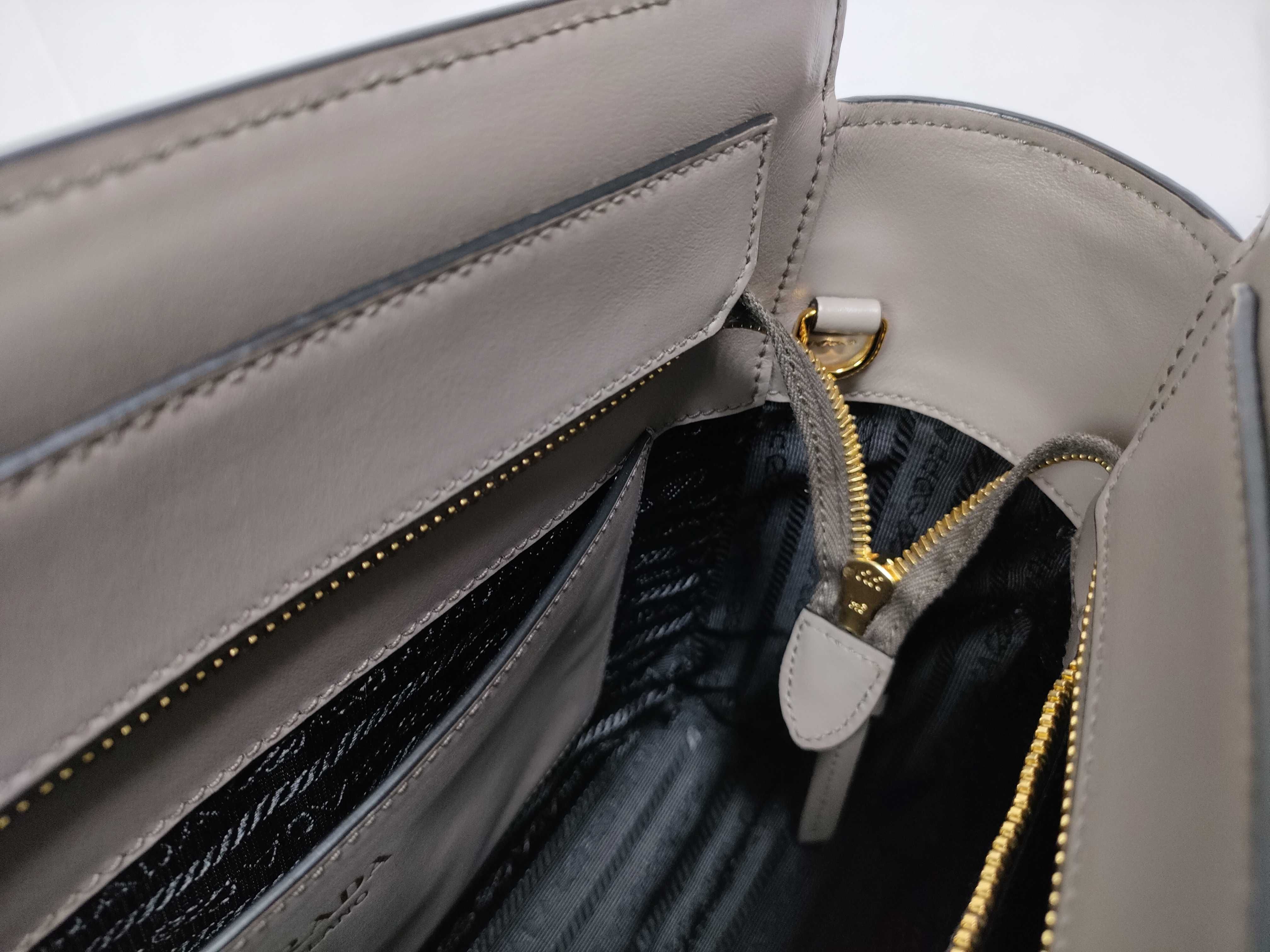 Saffiano Leather 2-Way Handbag, Gray, 1BA113 Handbag — view 10