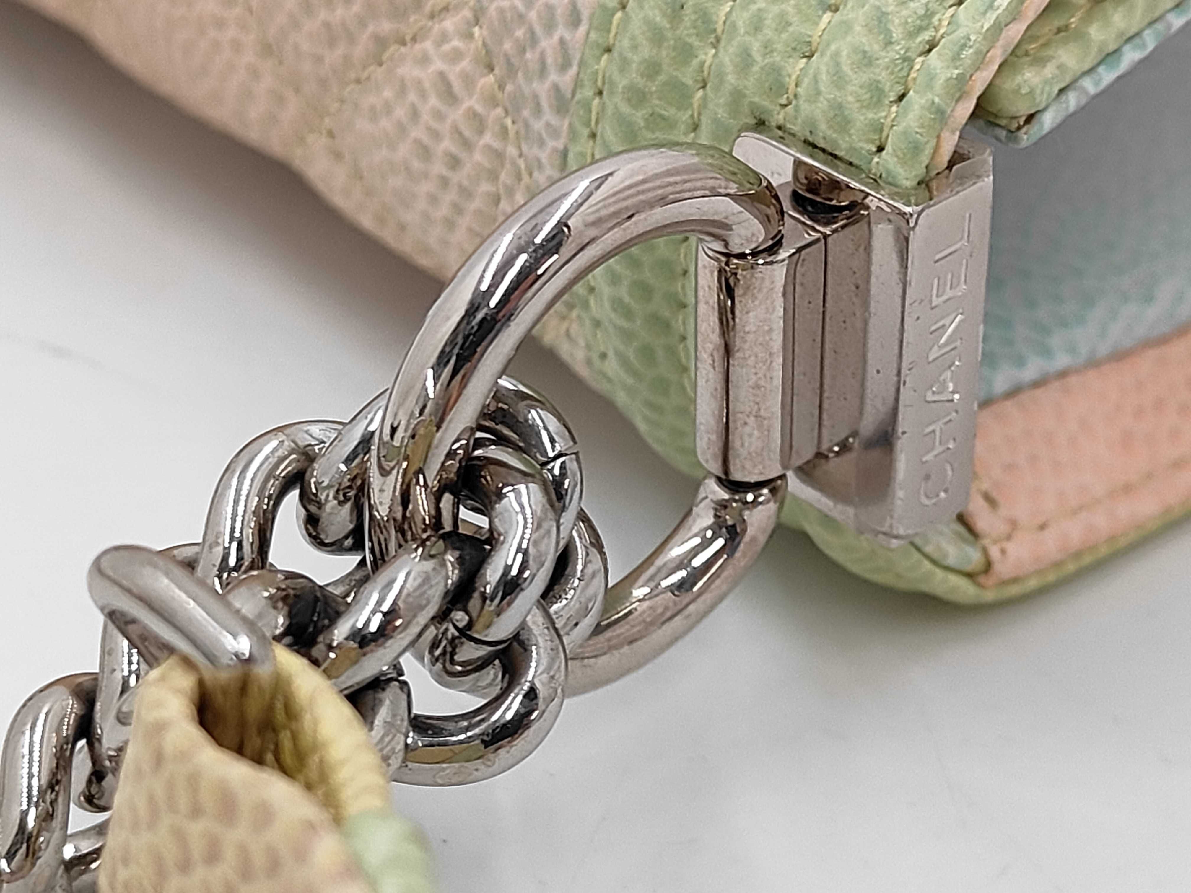 Boy Chanel Caviar Skin Matelassé Rainbow Multicolor Chain Shoulder Bag (with card and certificate of authenticity) — view 6