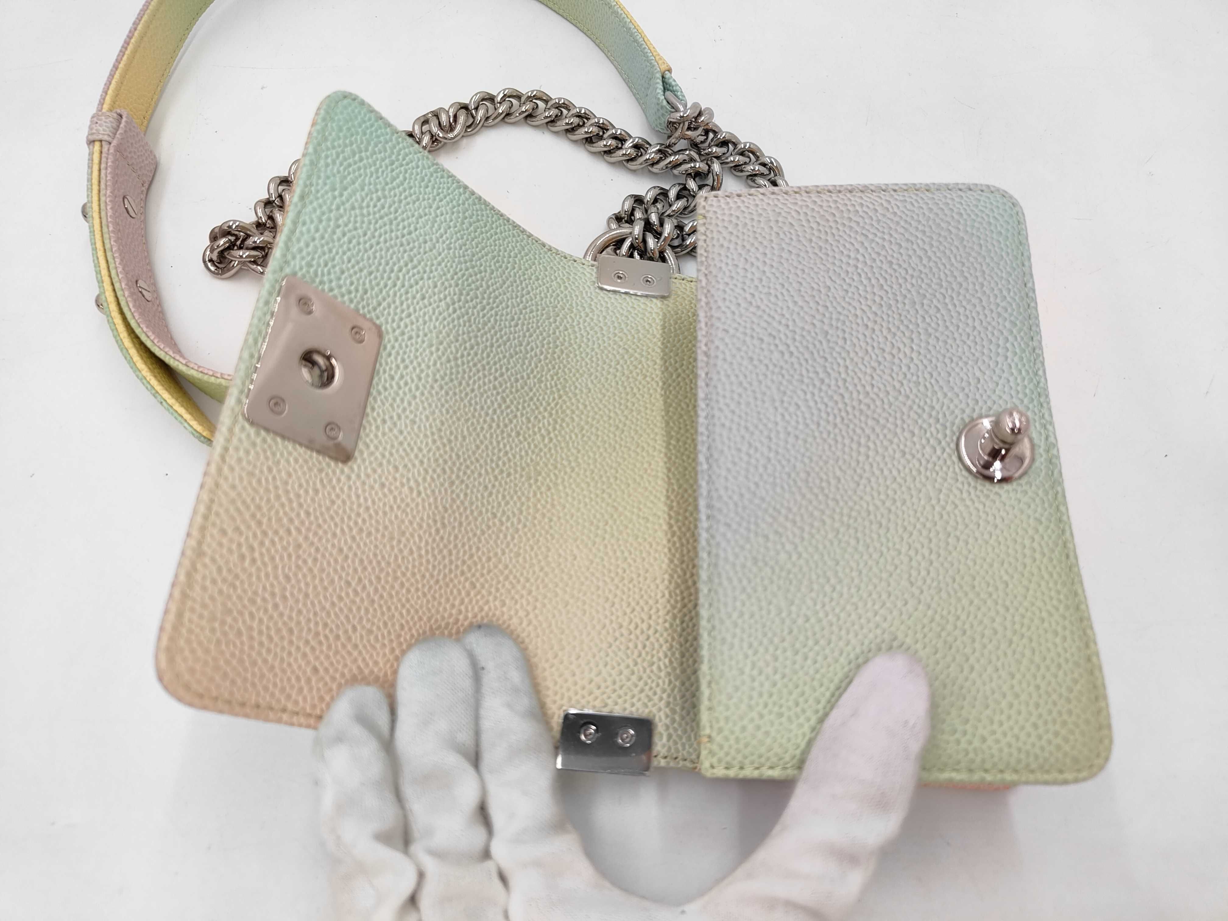 Boy Chanel Caviar Skin Matelassé Rainbow Multicolor Chain Shoulder Bag (with card and certificate of authenticity) — view 9