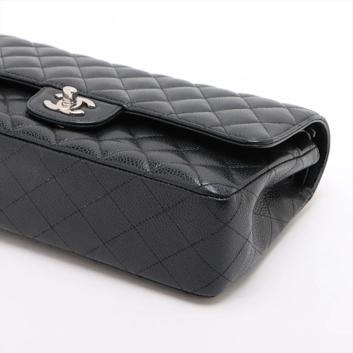 [Individually wrapped] Chanel Matelasse 25 caviar skin double flap double chain bag black silver hardware 31157544 31 series A01112 — view 3