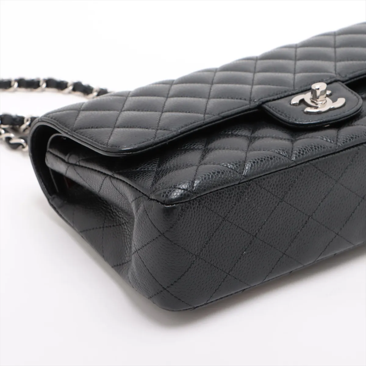 [Individually wrapped] Chanel Matelasse 25 caviar skin double flap double chain bag black silver hardware 31157544 31 series A01112 — view 4