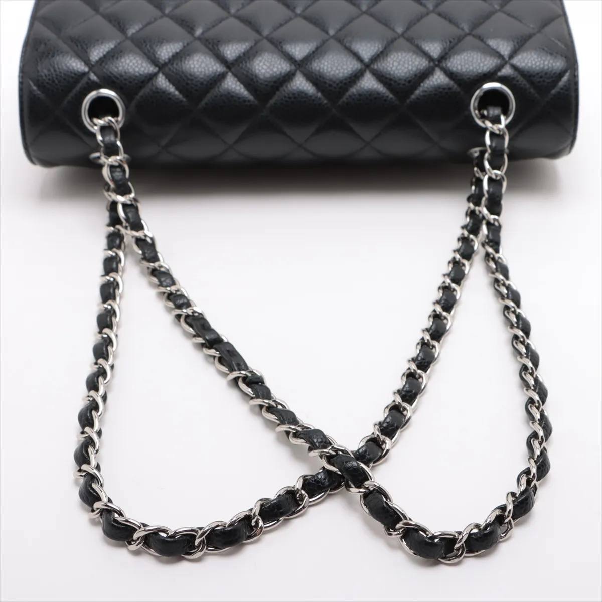 [Individually wrapped] Chanel Matelasse 25 caviar skin double flap double chain bag black silver hardware 31157544 31 series A01112 — view 5